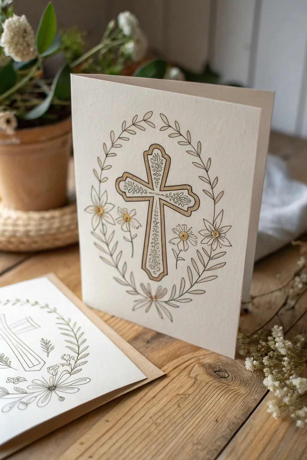 Embrace the elegance of simplicity with this handmade Easter card, perfect for heartfelt messages.