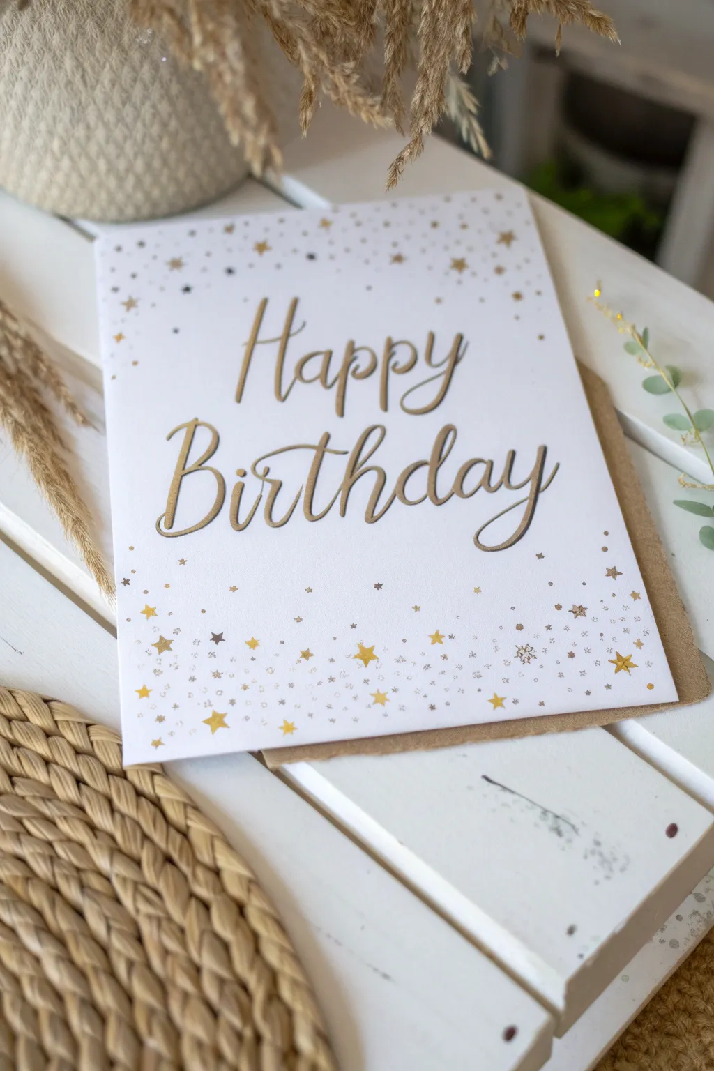 Add a touch of sparkle to your birthday wishes with elegant glitter accents.
