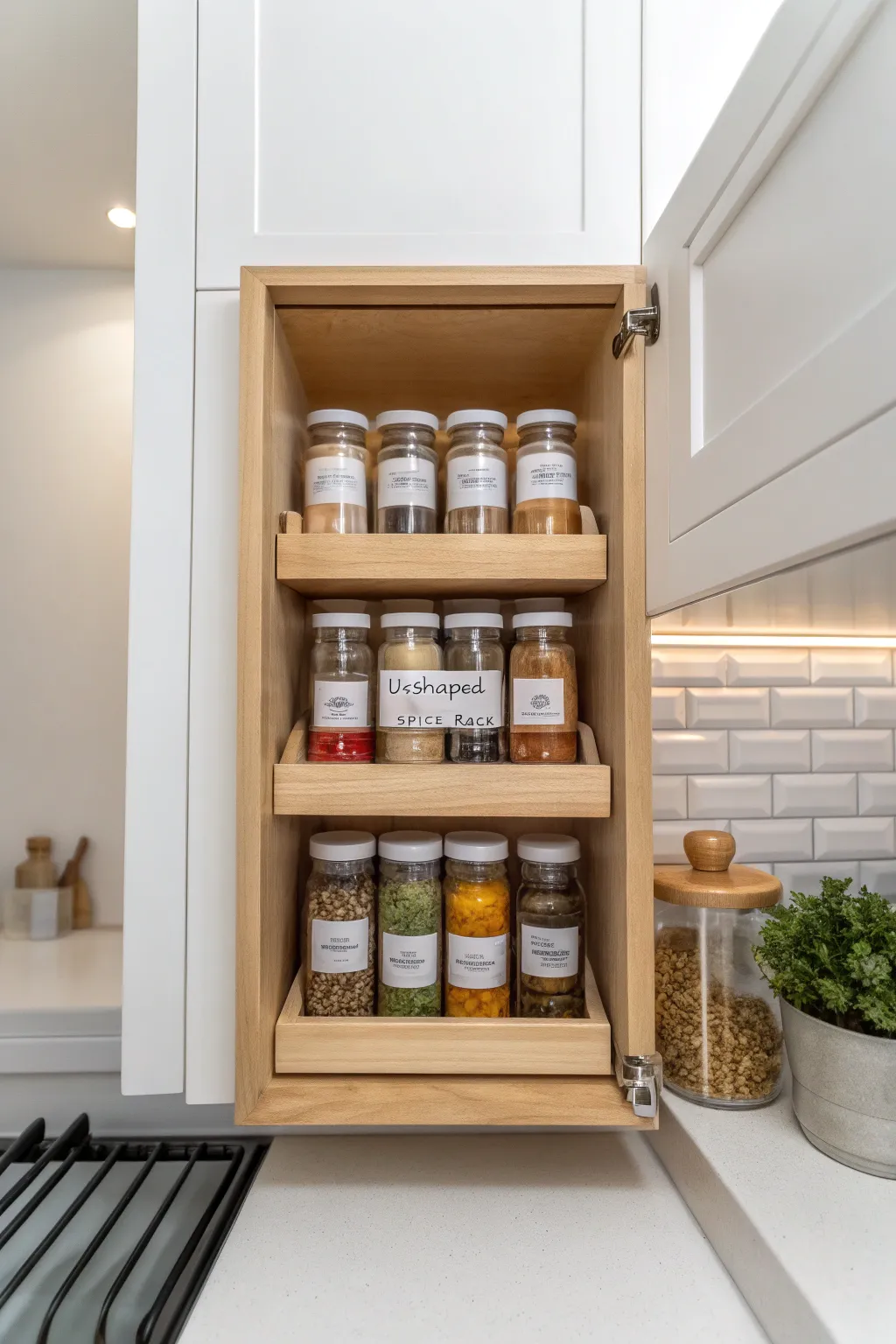 Discover the elegance of organization with this stunning U-shaped spice rack, where simplicity meets functionality.