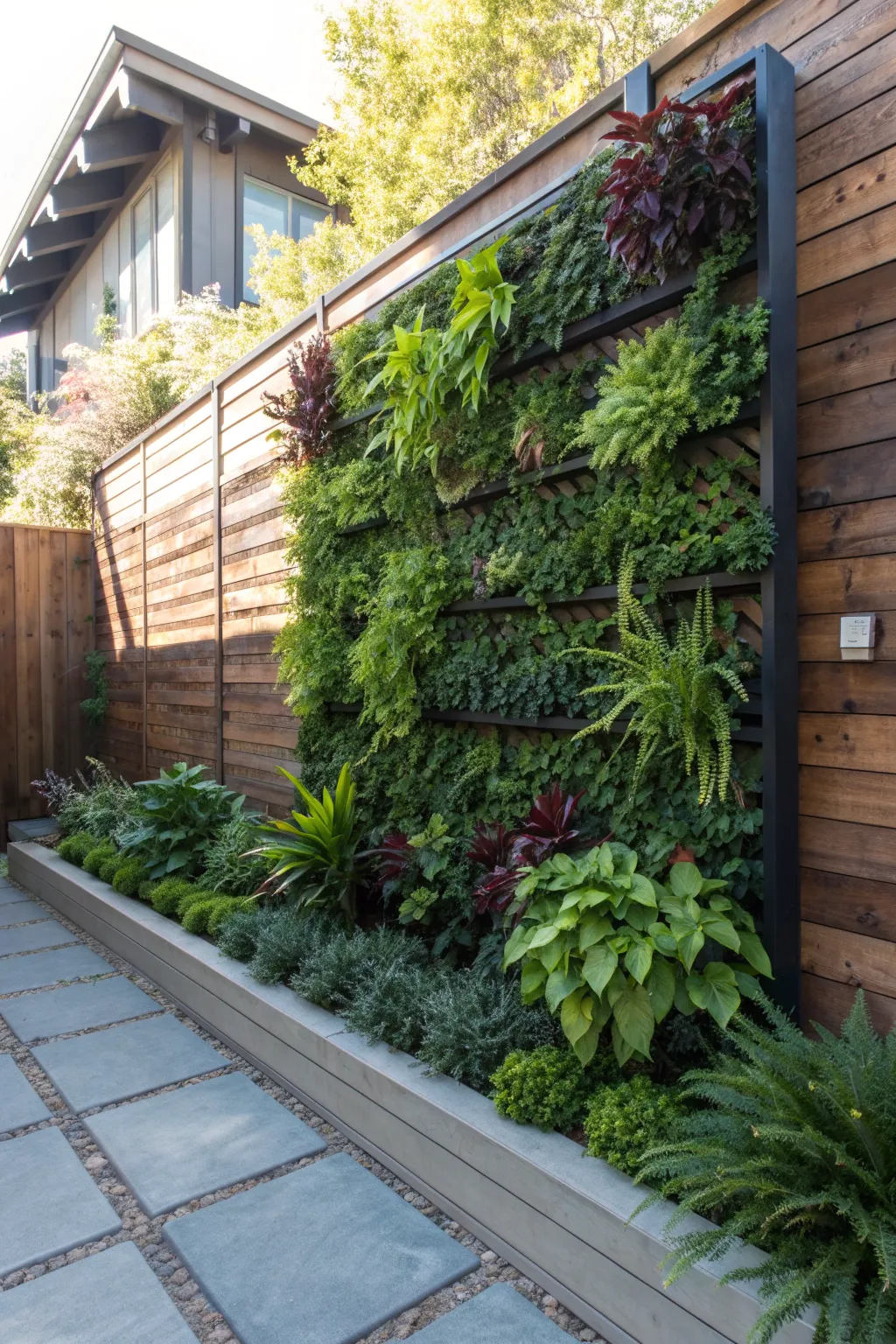 Transform your backyard with a stunning vertical garden, blending nature and craftsmanship seamlessly.
