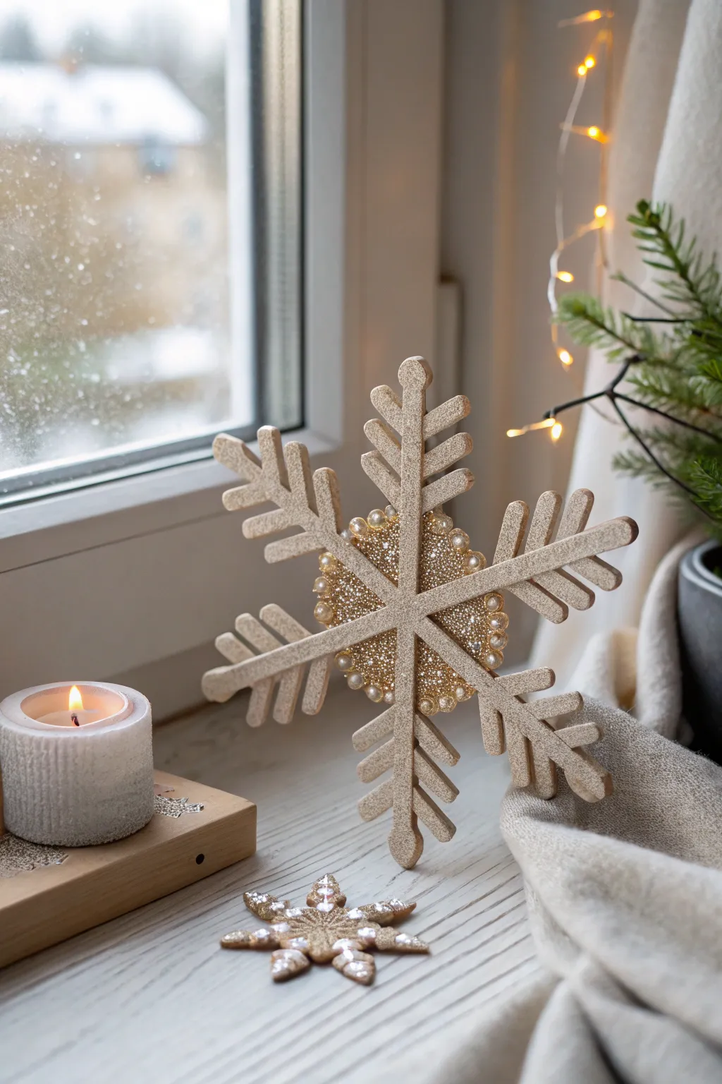 Elevate your holiday decor with handcrafted popsicle stick snowflakes—simple, elegant, and sparkling with seasonal magic.