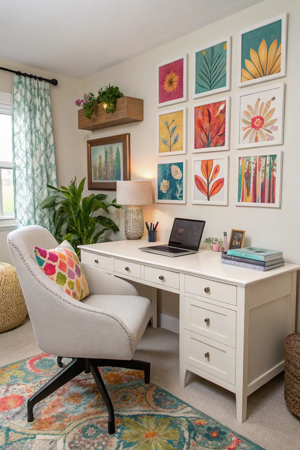 A neutral base allows for easy updates with colorful accessories.