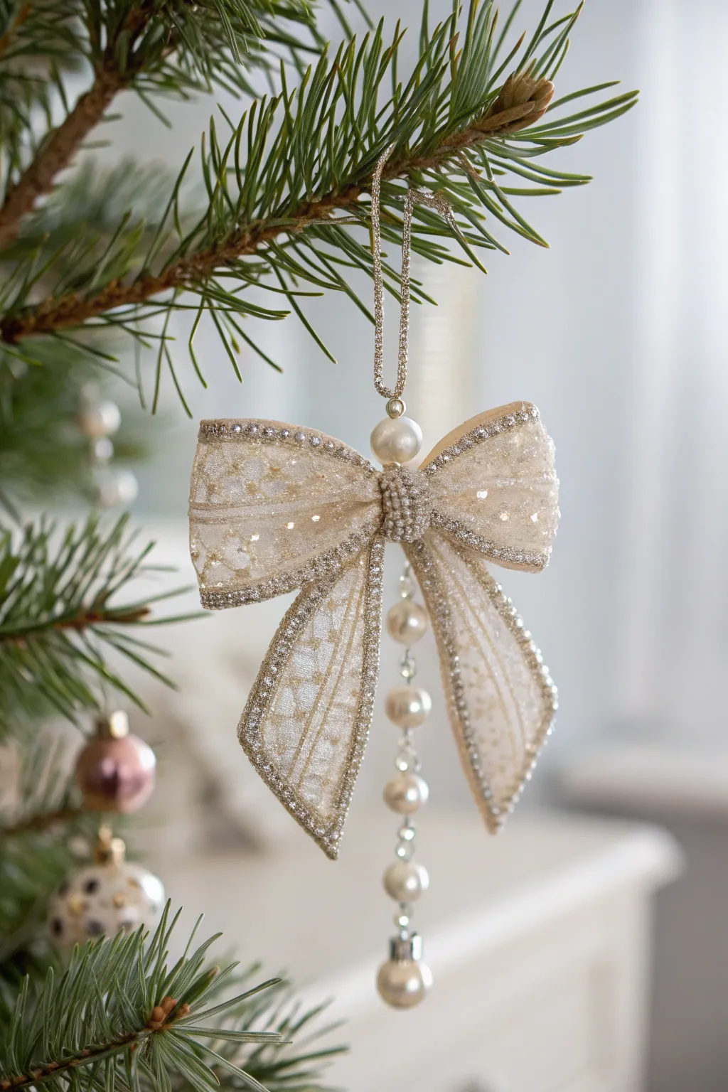 Add a touch of elegance to your holiday decor with these stunning beaded bows.