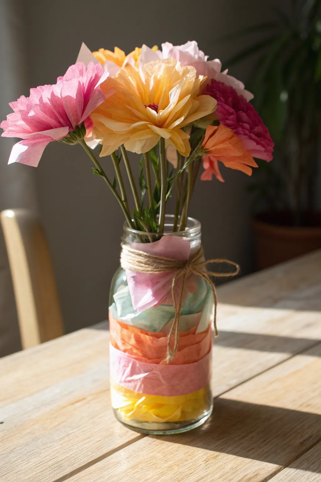 Add a splash of color to your space with this easy DIY tissue paper vase!
