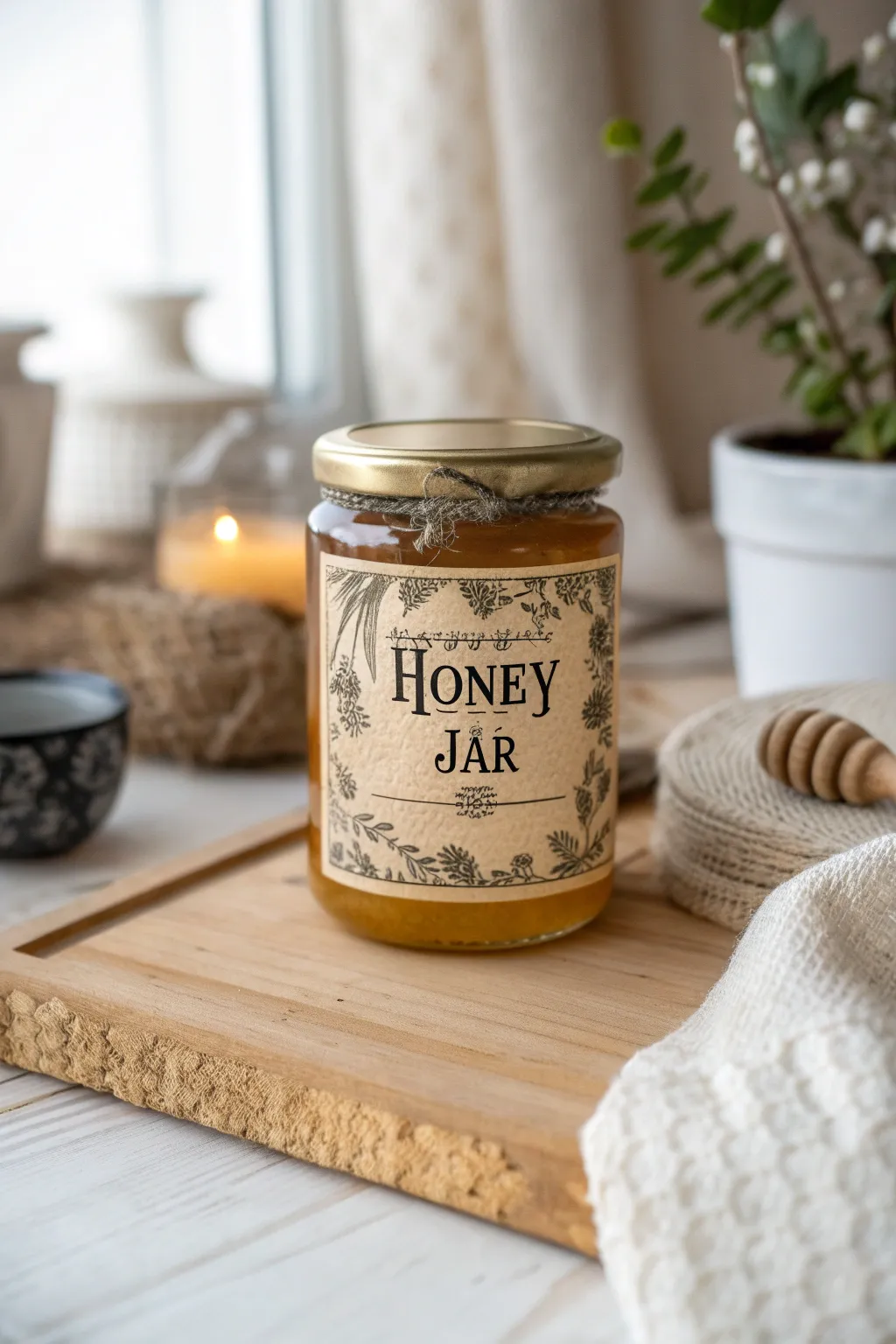 Embrace vintage charm with this beautifully designed honey jar label, perfect for adding a touch of nostalgia to your kitchen.