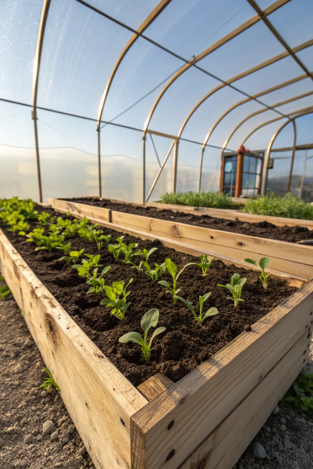 Elevate your gardening game with a beautifully integrated raised bed hoop house.