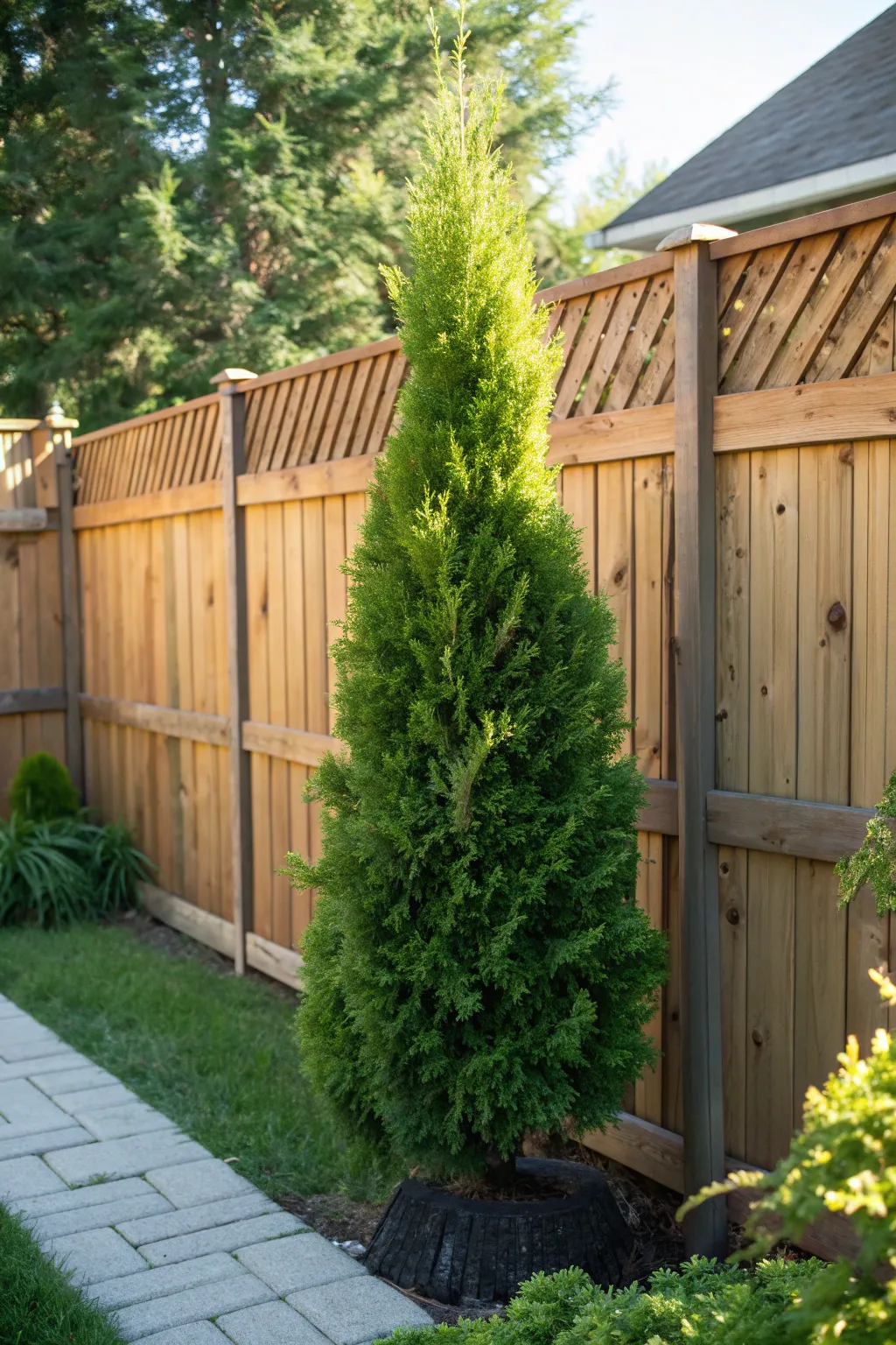 Transform your space with the elegance of evergreens – nature's own privacy solution.