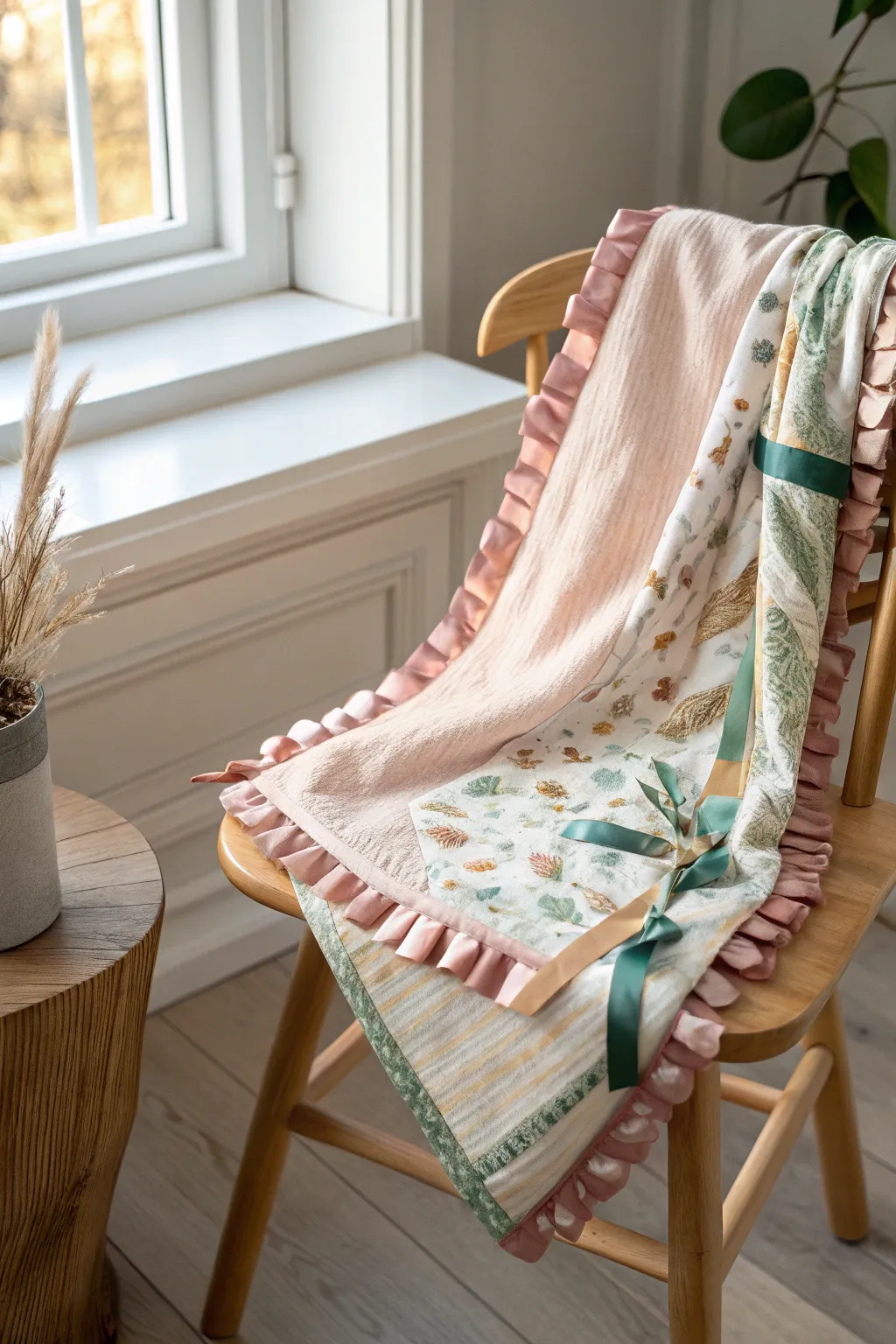Crafted Comfort: A Sensory Ribbon Tab Blanket for Your Little One.