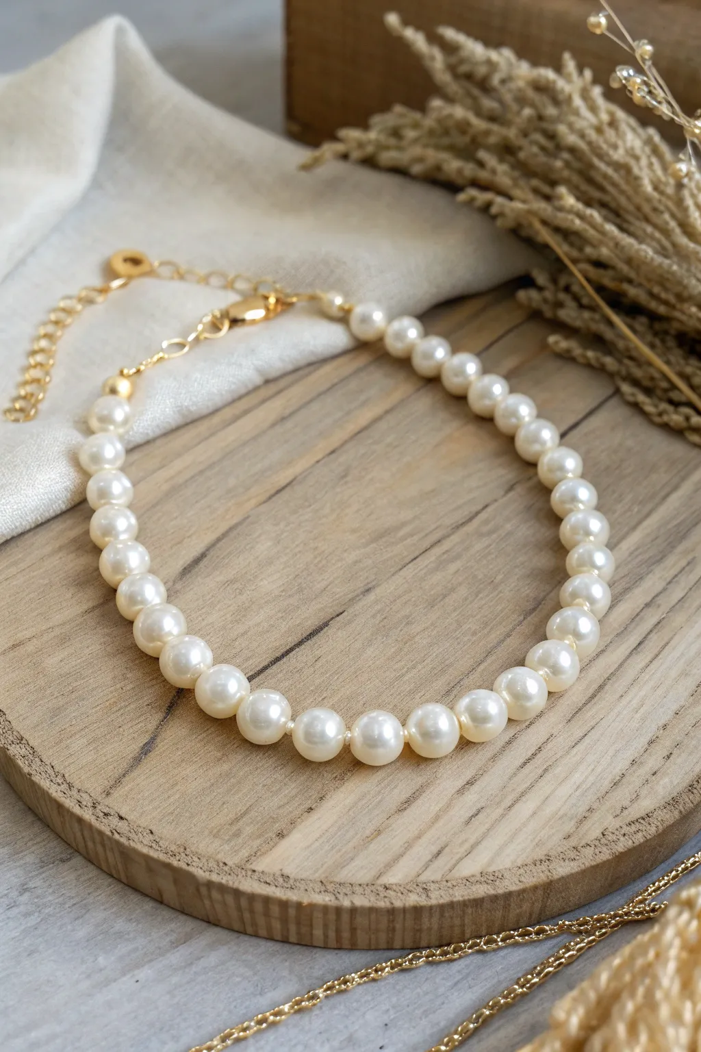 Embrace timeless elegance with a pearl choker that speaks volumes in simplicity.
