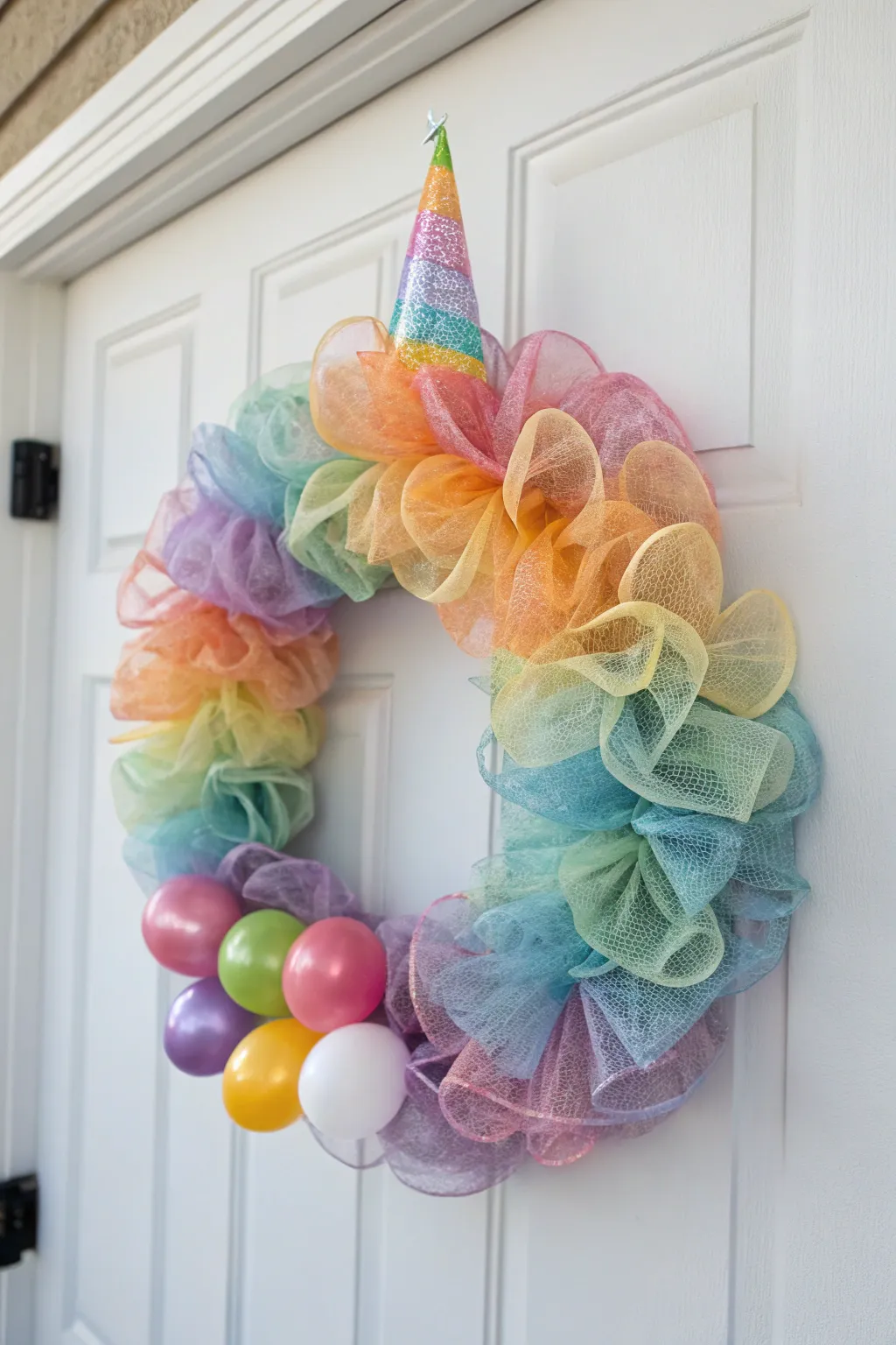 Celebrate in style with a colorful deco mesh wreath—perfect for adding a touch of joy to any birthday bash!