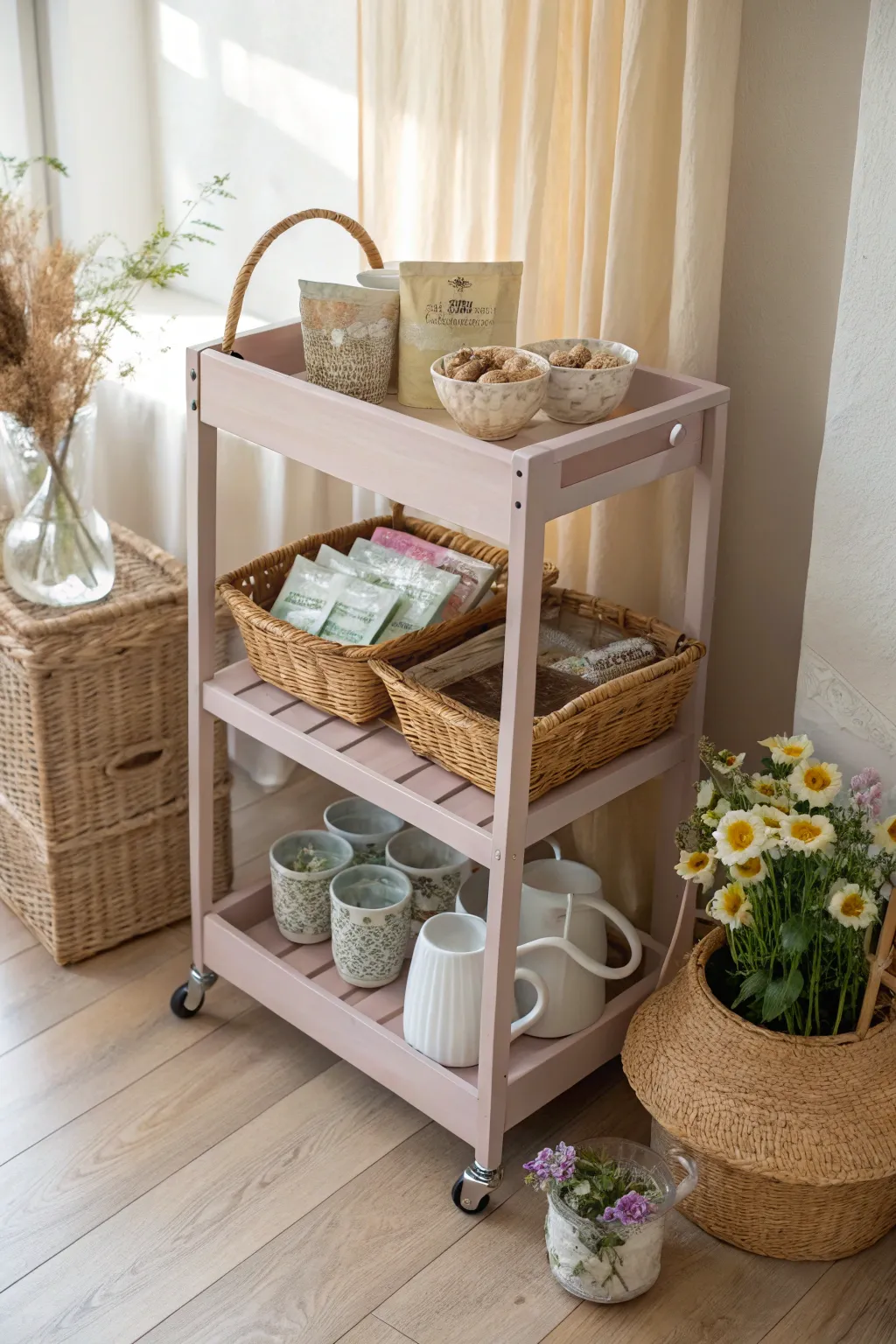 Transform your tea time with a charming DIY tea cart that blends Scandinavian simplicity with boho elegance.