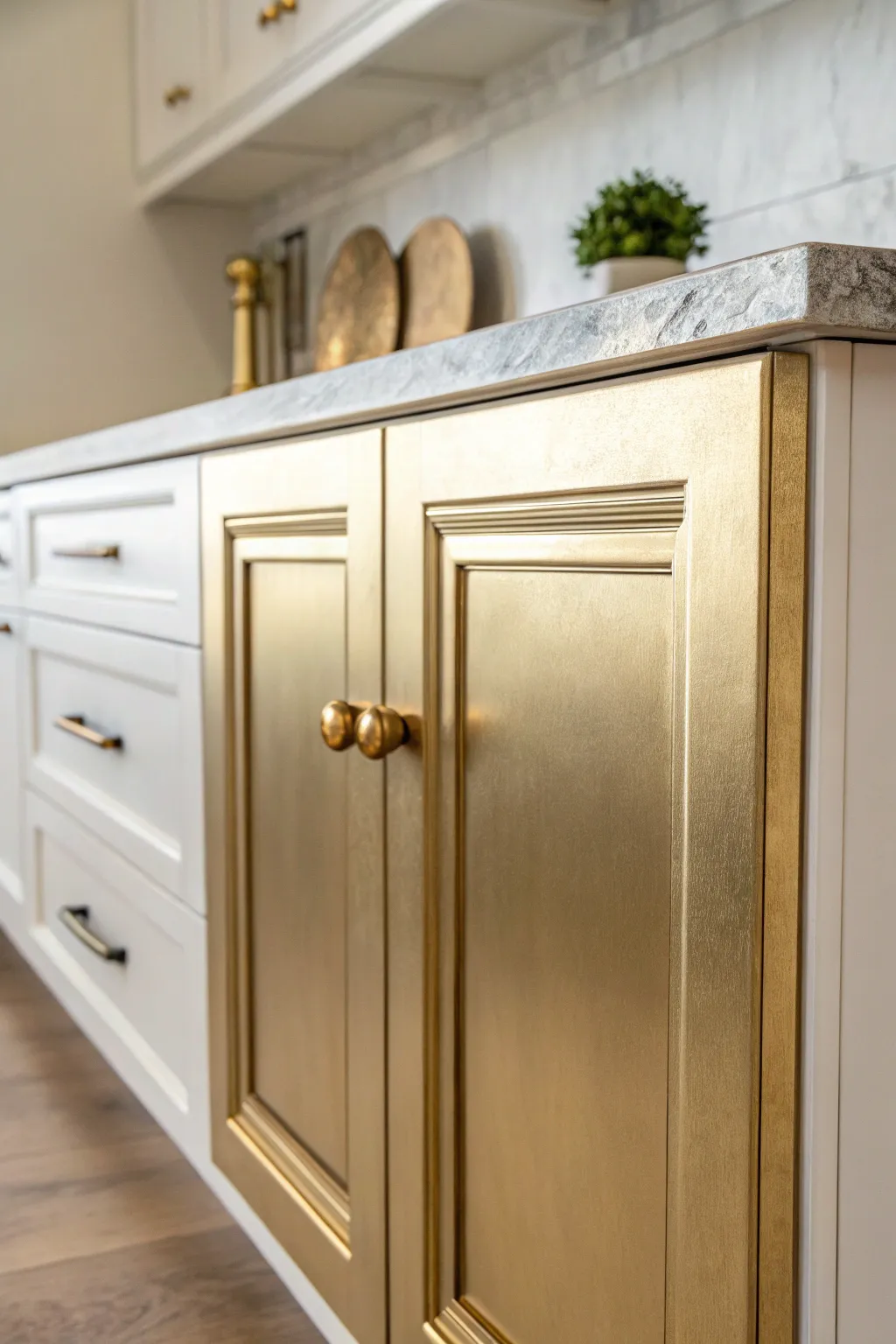 Elevate your kitchen with a touch of metallic elegance. Discover the beauty of gold finishes.