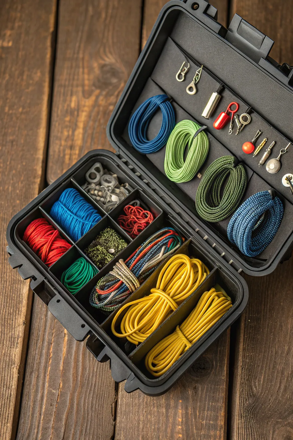 Transform your storage game with a vibrant paracord kit in a classic tackle box—where organization meets craftsmanship.