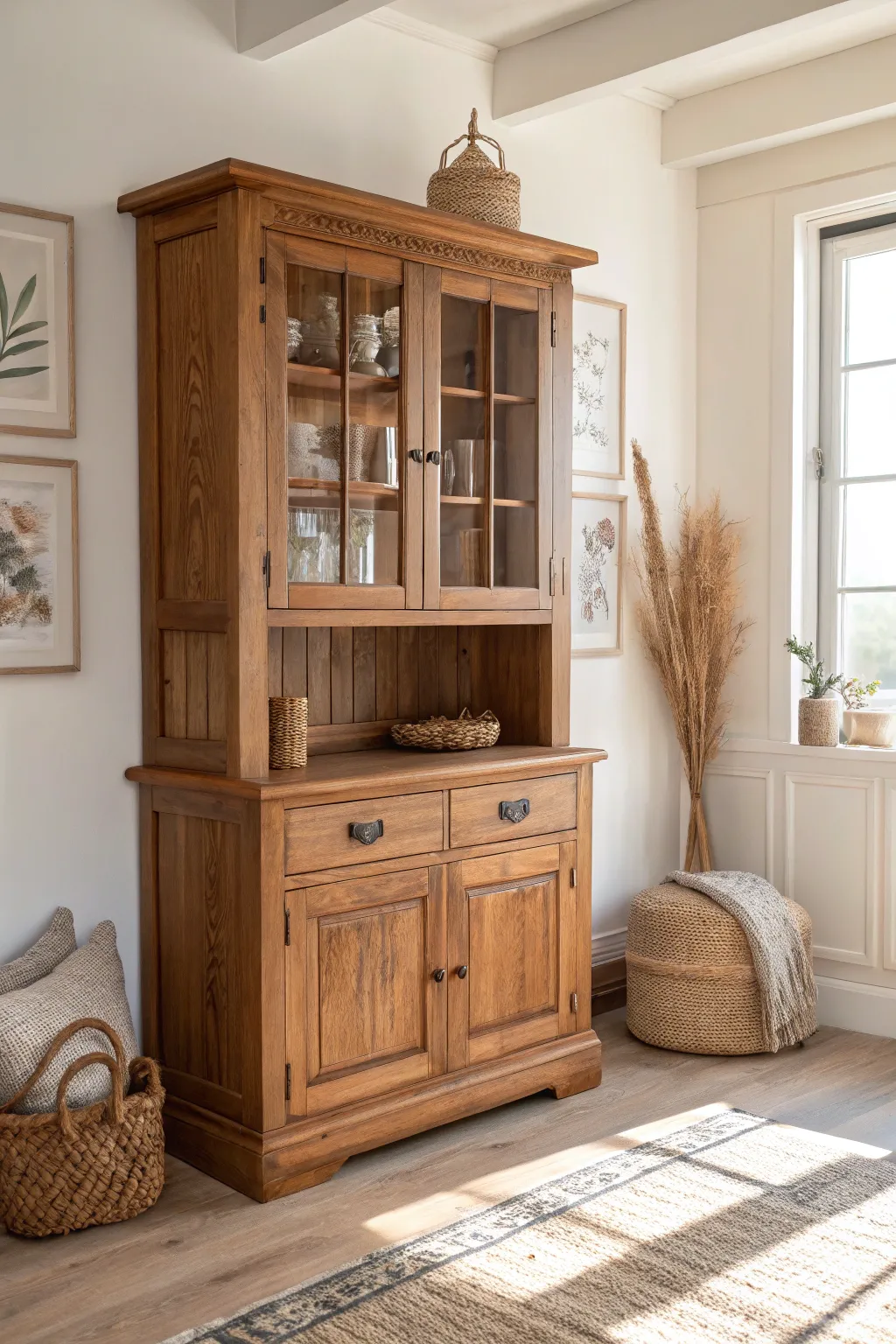 Embrace the beauty of natural wood with a chestnut hutch revival, where simplicity meets elegance.