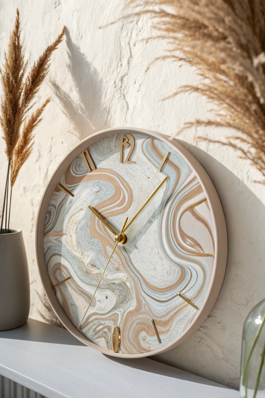 Transform time with a touch of artistry - a hydro dipped clock face for a chic minimalist aesthetic.