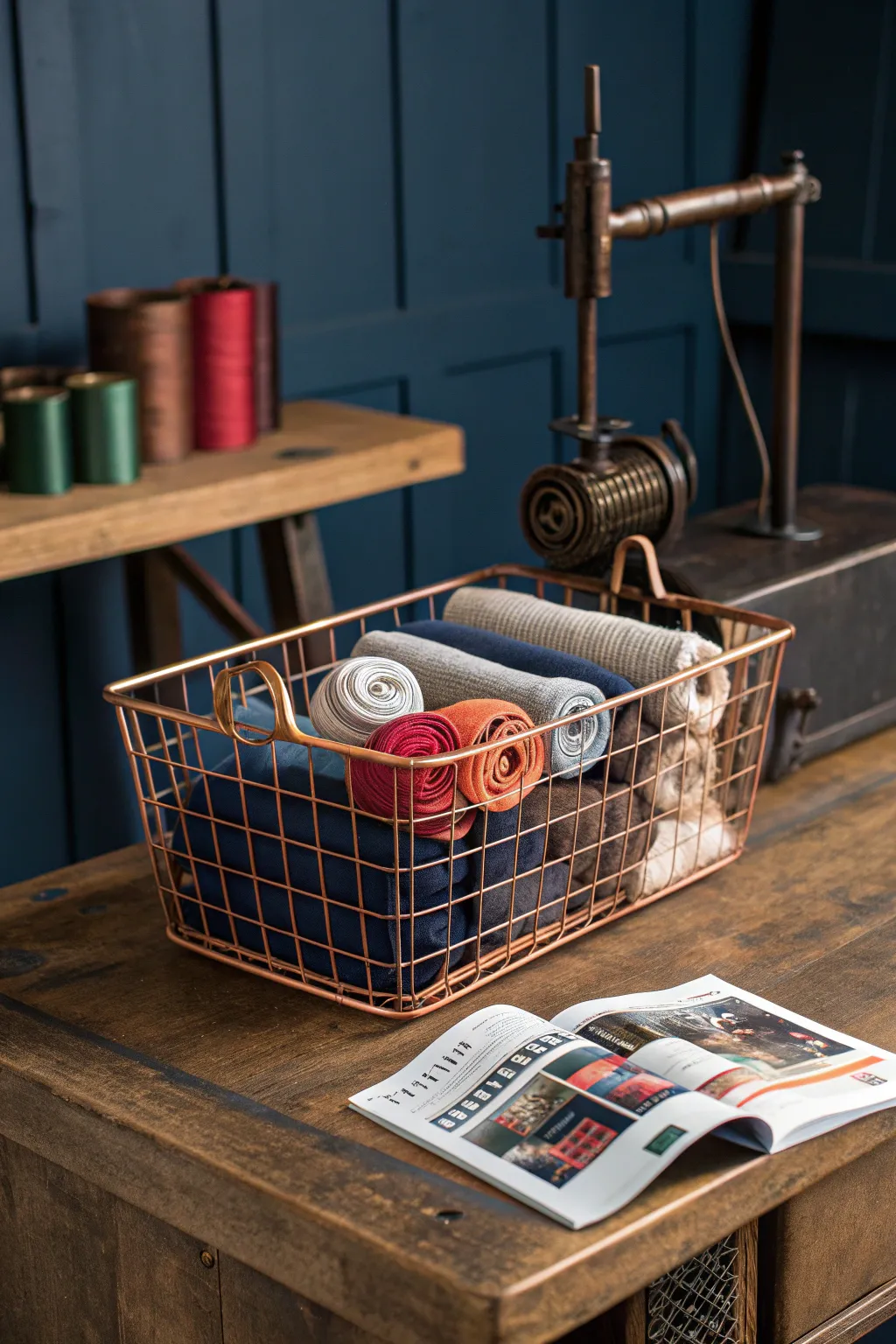 Elevate your space with industrial charm: wire baskets for stylish organization.