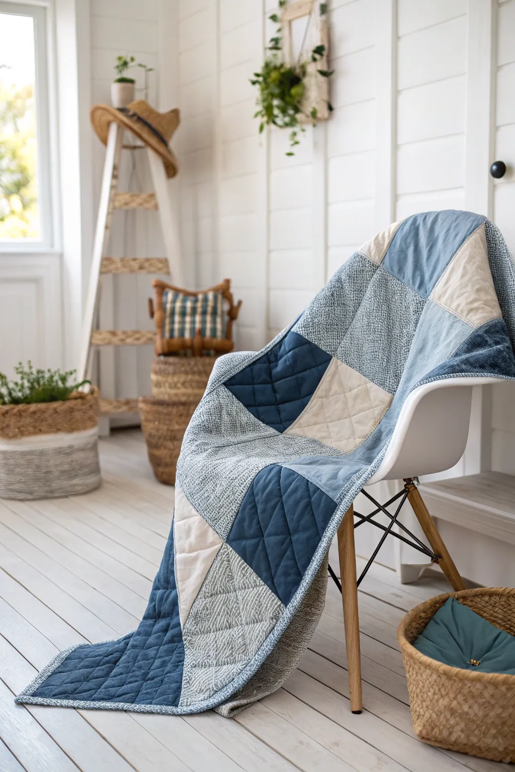 Cozy all year long with this reversible quilt—summer denim meets winter flannel for a seasonal switch-up.