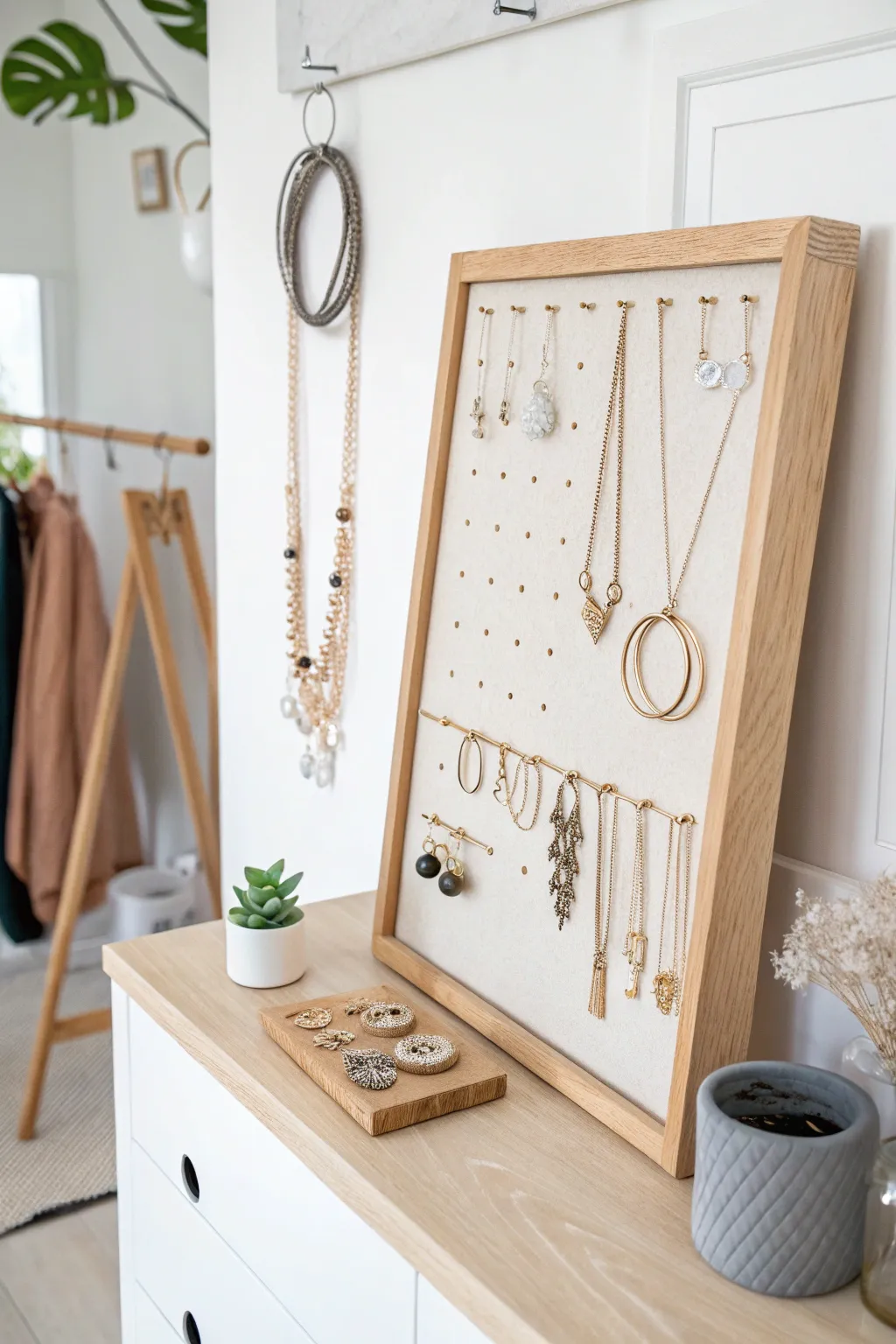 Elevate your jewelry display with a minimalist magnetic board—where Scandinavian design meets Boho charm.