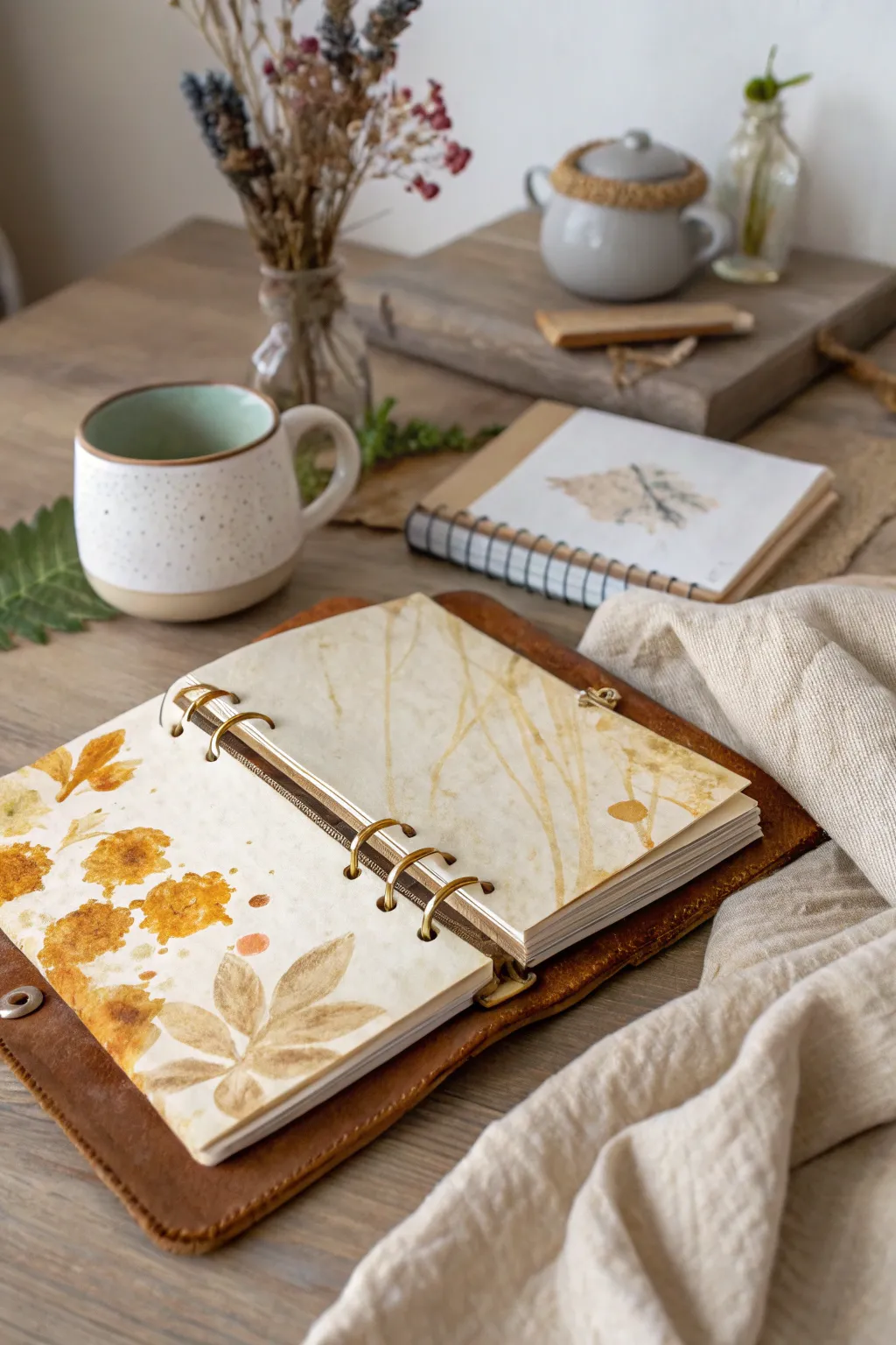 Transform your junk journal into a vintage masterpiece with tea-stained pages, adding a touch of timeless elegance.