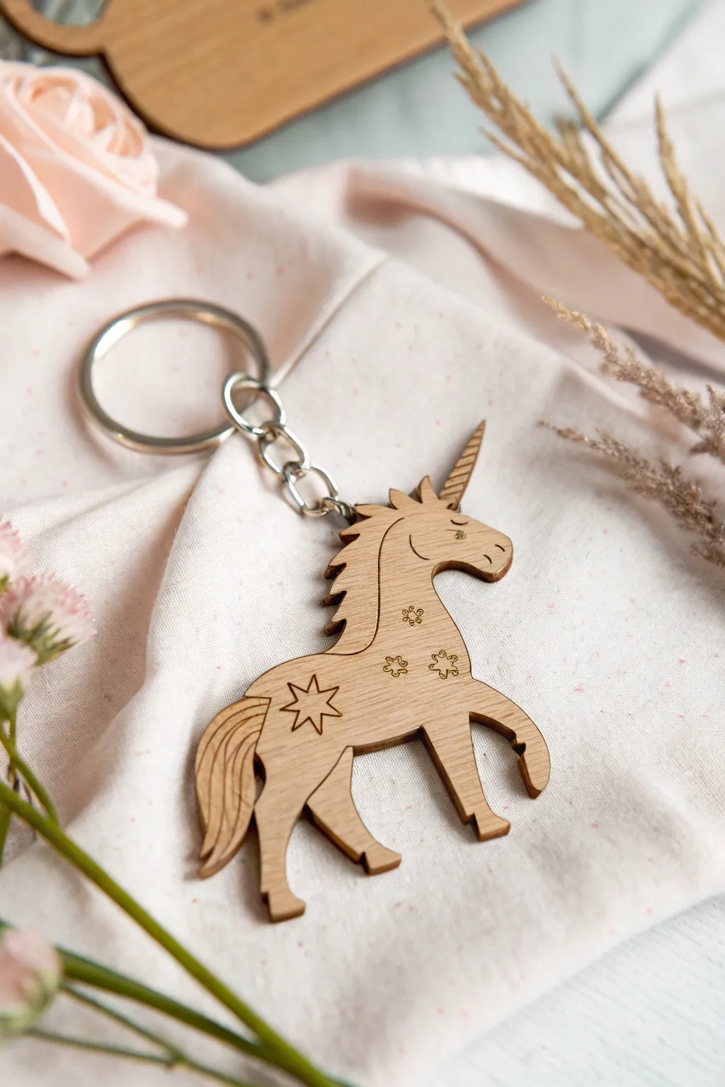 Unlock the magic of imagination with this enchanting unicorn keychain.