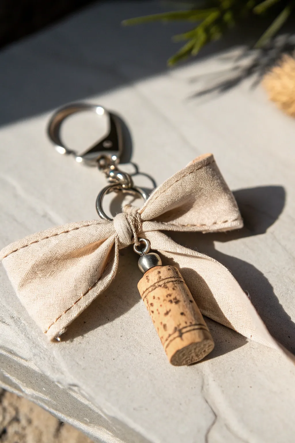 Elevate your everyday with this charming cork and fabric keychain—a perfect fusion of natural beauty and minimalist design.