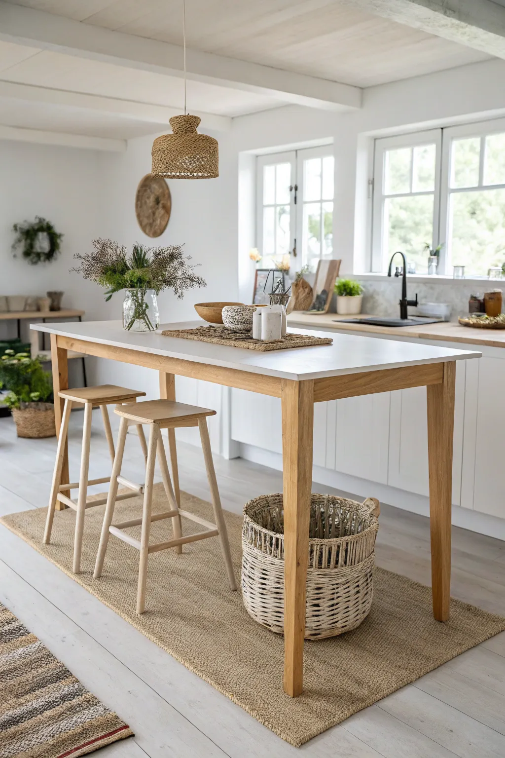 Experience the magic of minimalism with a kitchen island that appears to float effortlessly.
