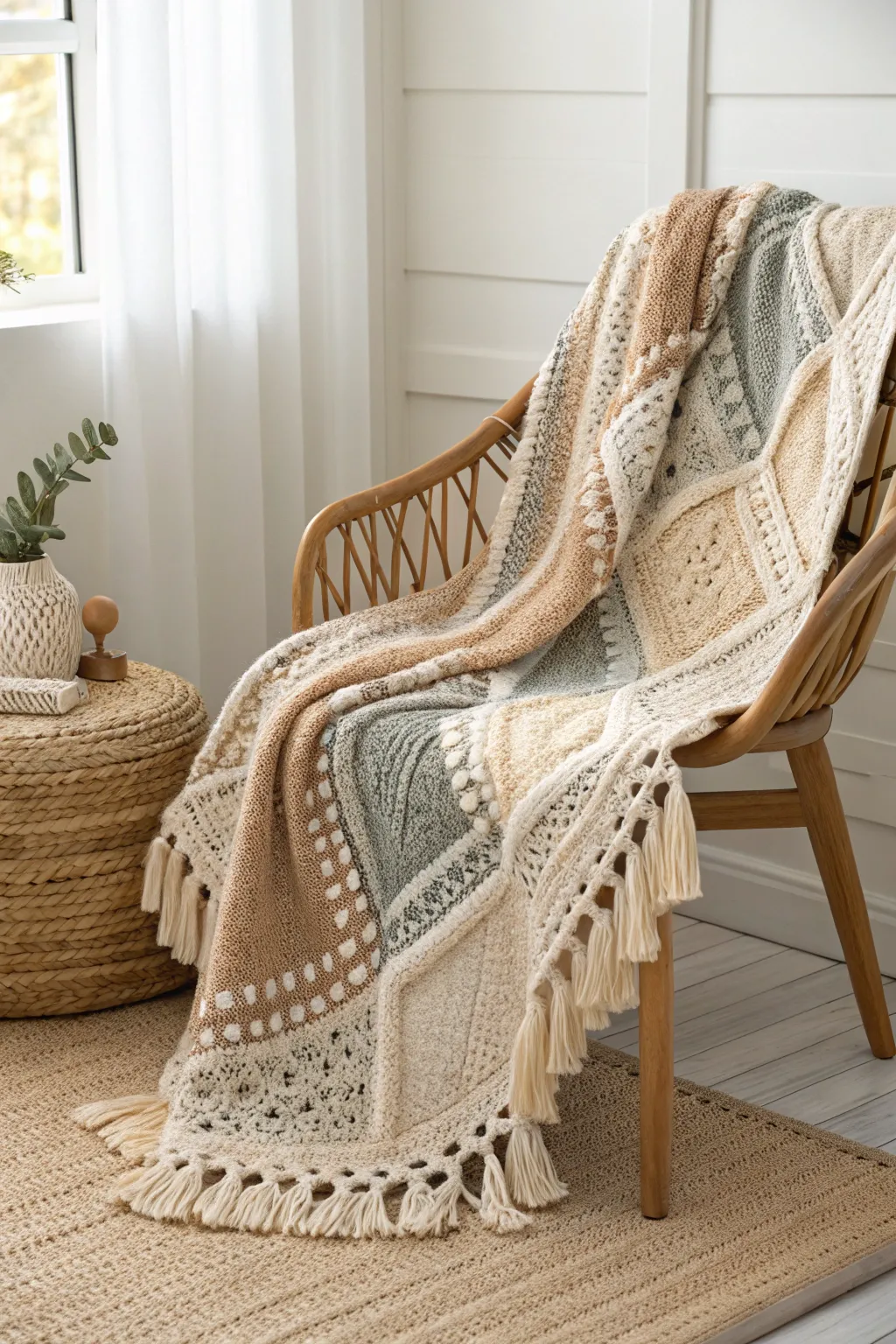 Discover the art of combining knit and crochet for an exquisite texture that captivates.