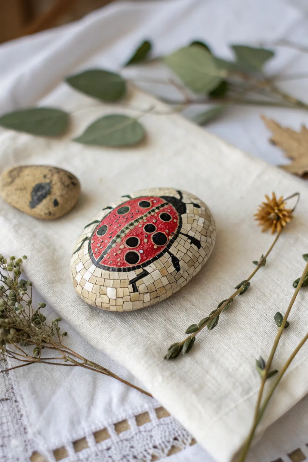 Discover the art of mosaic ladybugs for a touch of whimsy and craftsmanship in your decor.