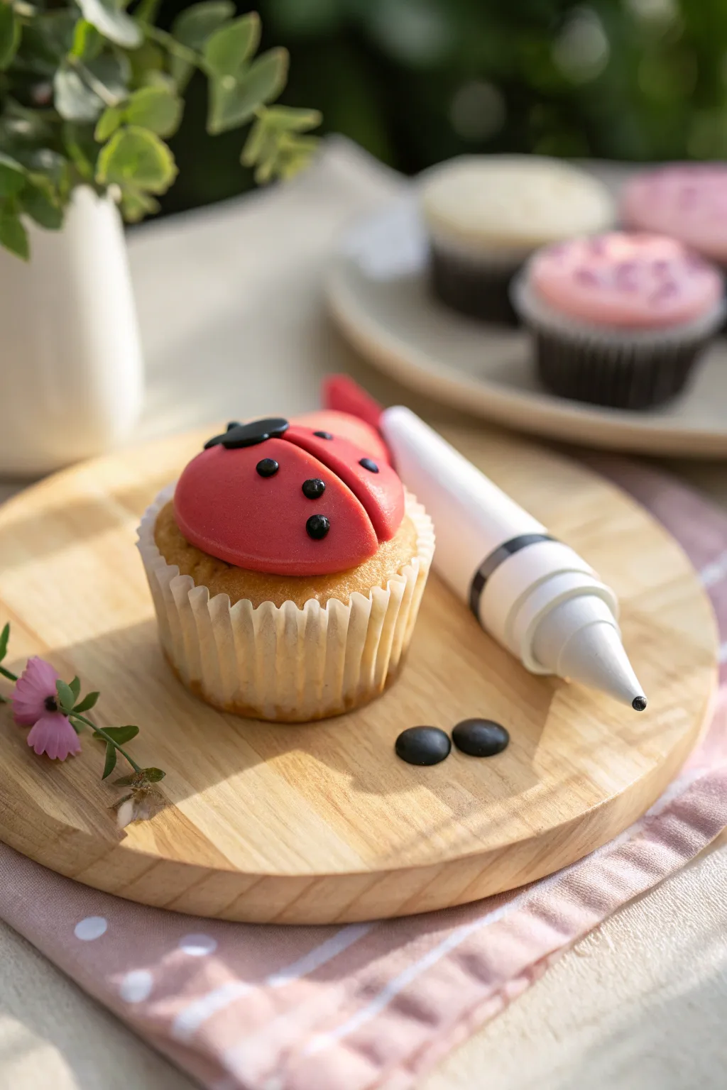 Unleash your creativity with our charming ladybug cupcake design!