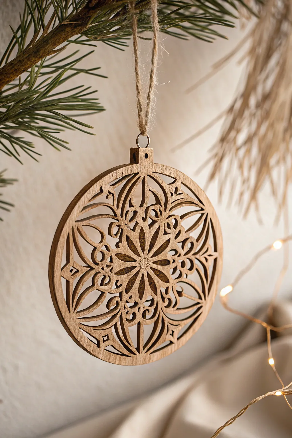 Embrace the warmth of nature with this rustic wooden ornament, a perfect blend of simplicity and elegance.
