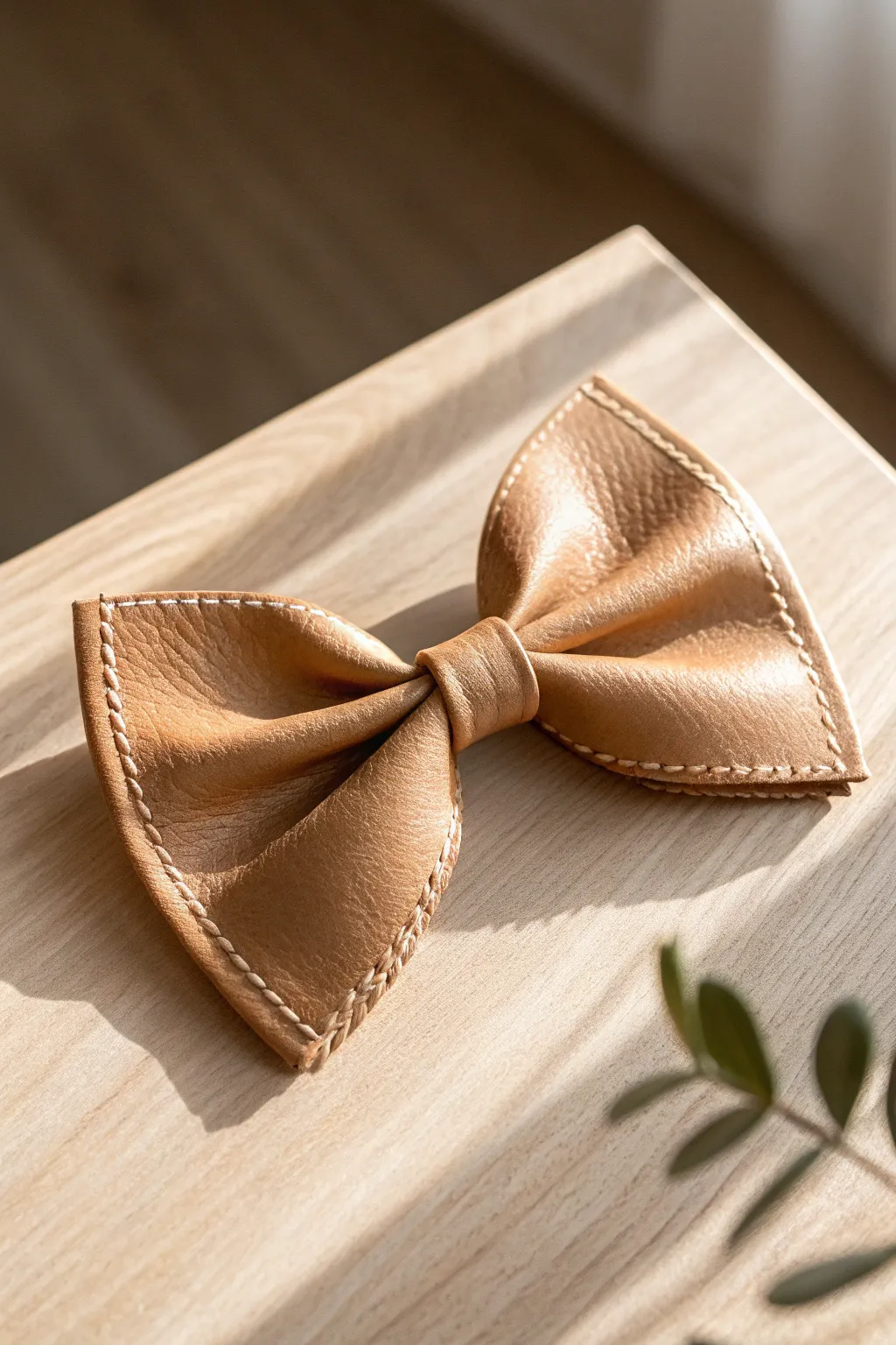 Embrace the beauty of simplicity with this handcrafted leather bow, a perfect touch of elegance for any accessory.