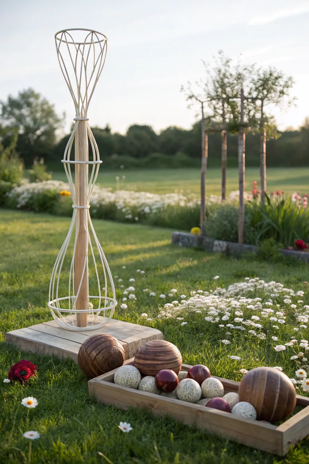 Elevate your garden parties with a giant KerPlunk game that blends minimalist charm with playful elegance.