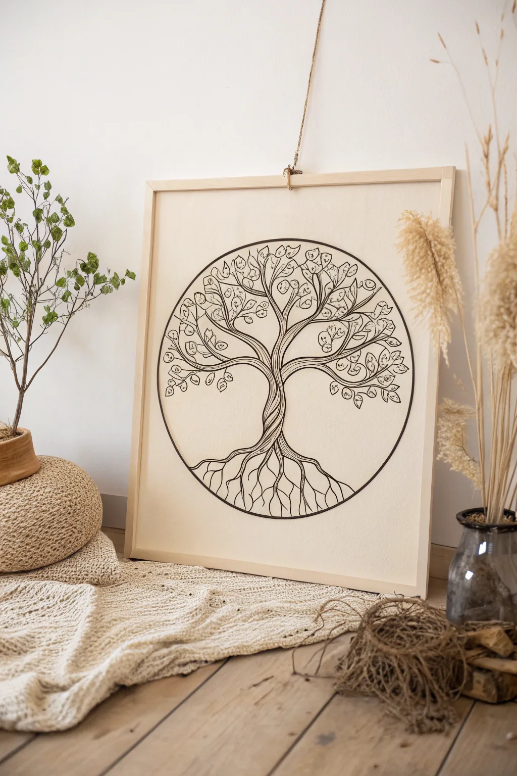 Embrace the beauty of simplicity with this elegant Tree of Life line drawing, a perfect symbol of growth and connection for your space.