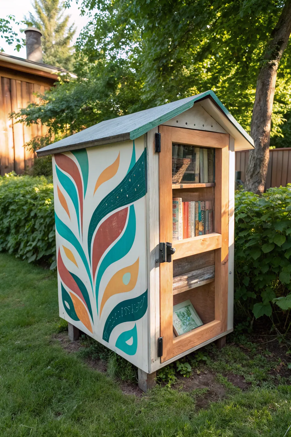 Transform your little free library into a vibrant masterpiece with abstract art!