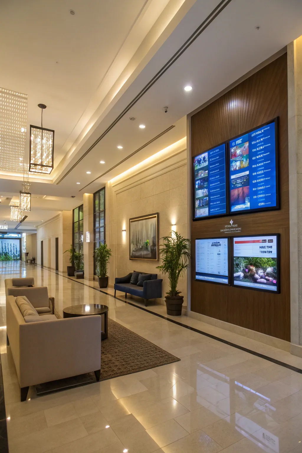 Smart technology enhancing a modern lobby.