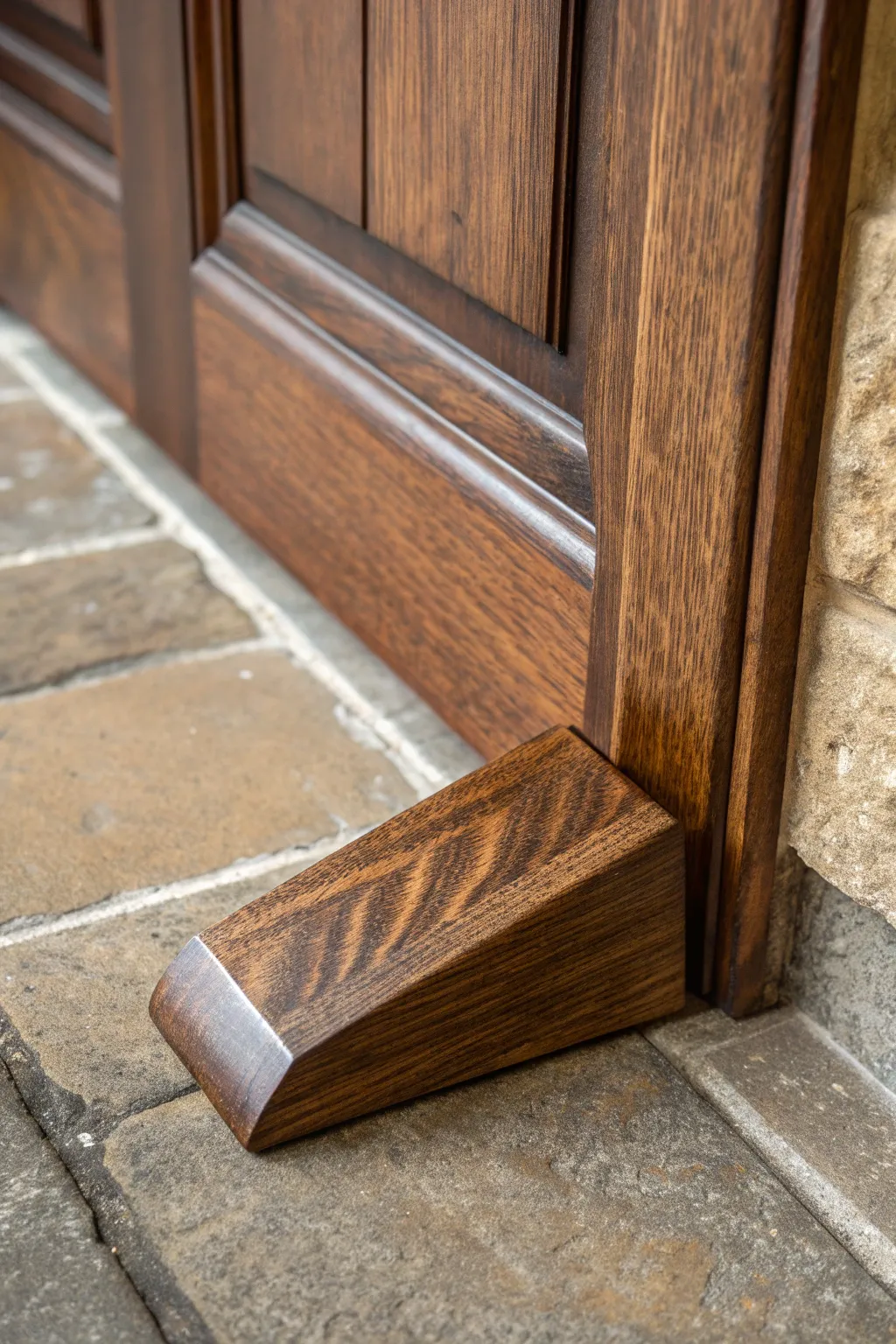 Secure in Style: A Crafted Wooden Wedge for Your Door
