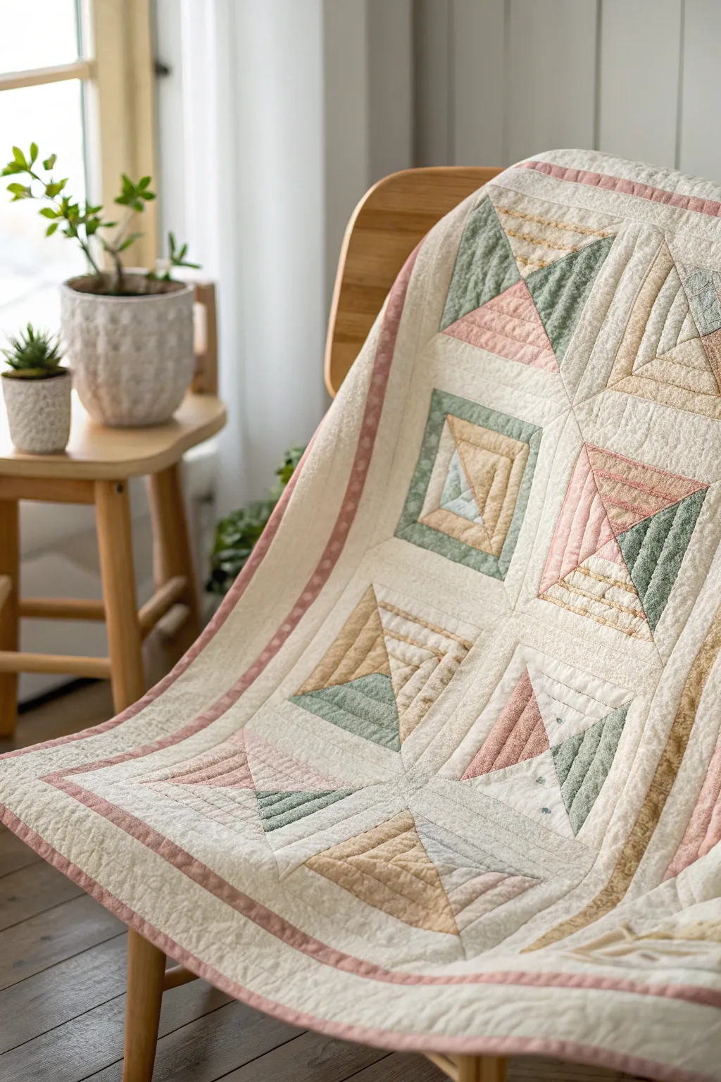 Find harmony and balance in the timeless beauty of a mirror image log cabin quilt.