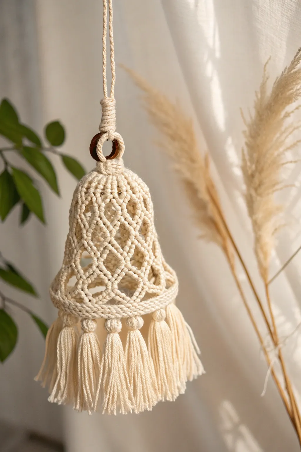 Add a touch of handcrafted elegance to your holiday decor with macrame bells.