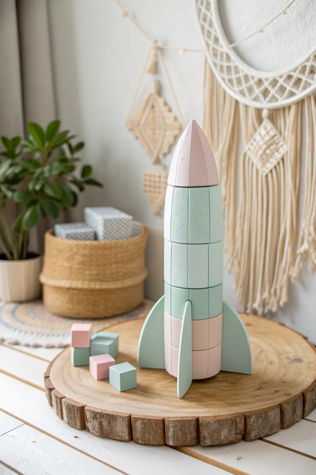 Launch your little one's imagination with a pastel rocket ship adventure!