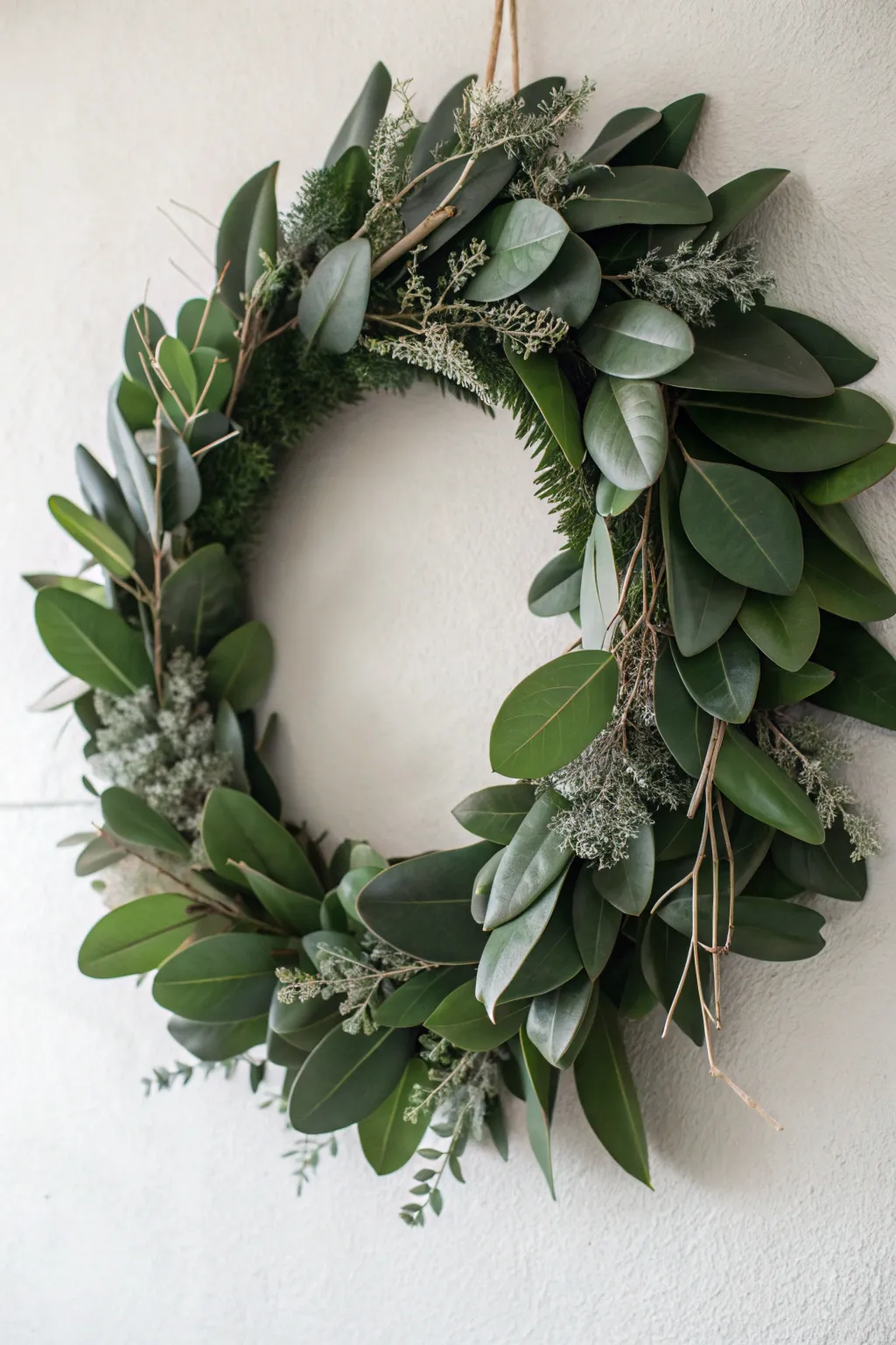 Bring nature indoors with a Magnolia and Eucalyptus Wreath – a perfect blend of simplicity and natural elegance.