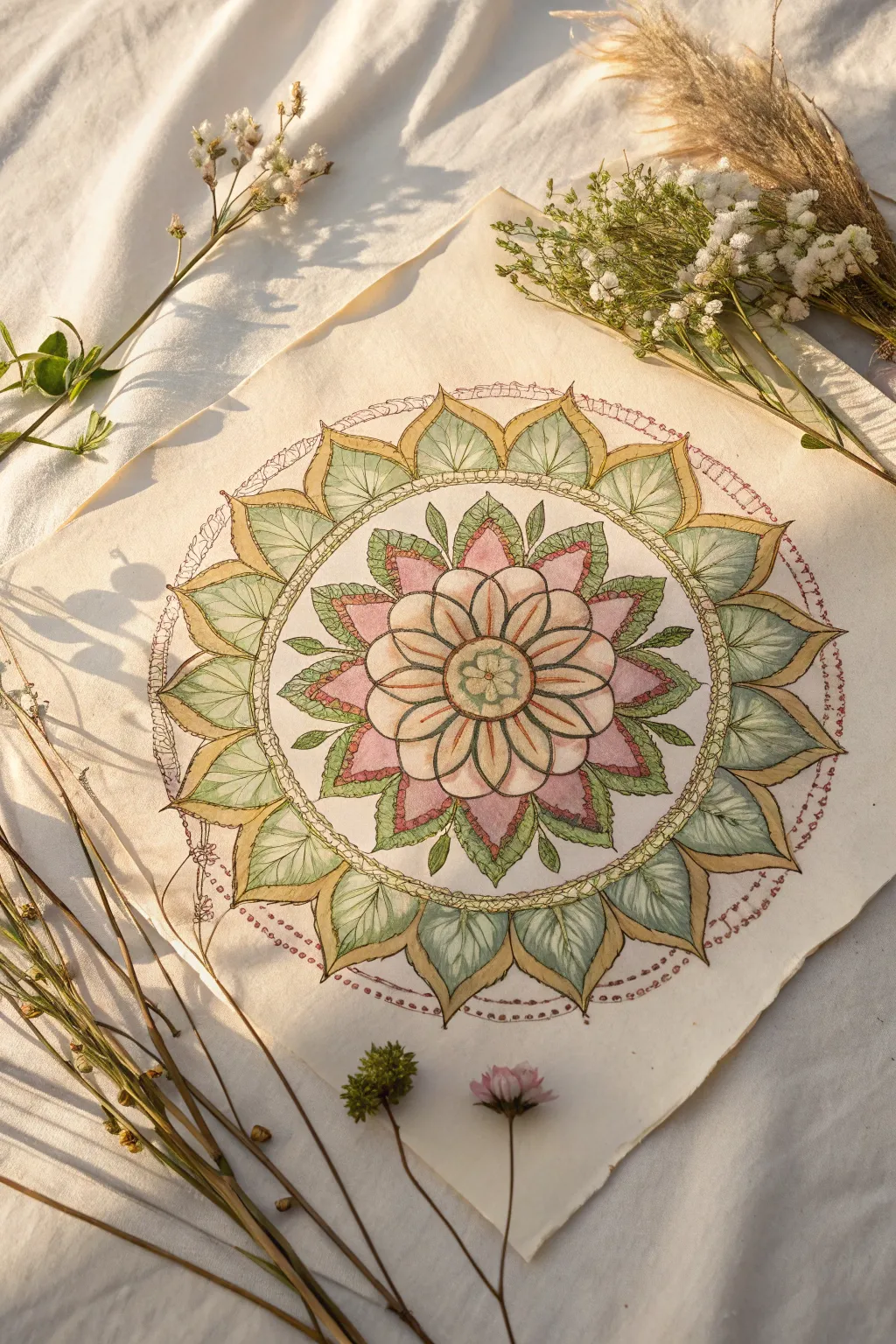 Discover the art of mandala with nature’s palette. 🌿✨