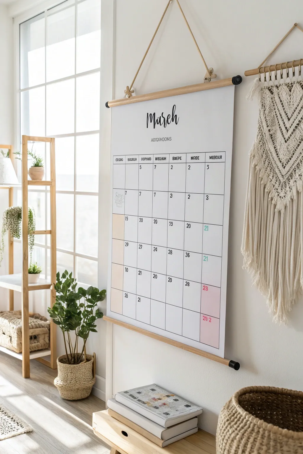 Embrace simplicity with a minimalist March calendar that combines Scandinavian elegance with boho charm.