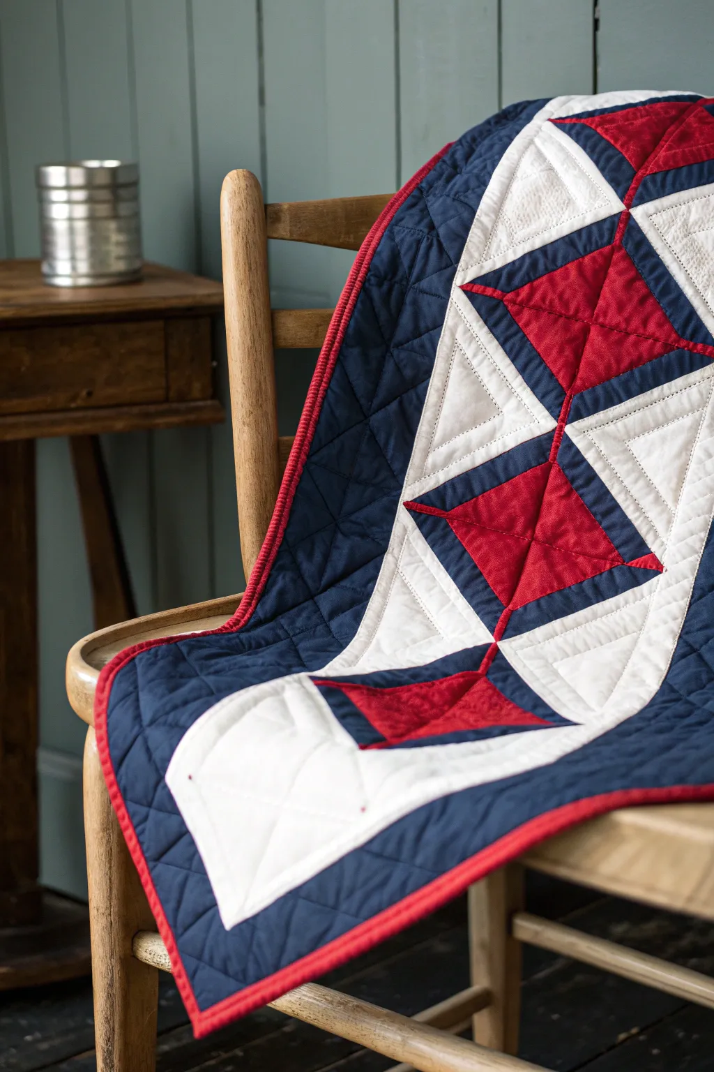 Elevate your style with a bold, minimalist quilt that embodies modern elegance and craftsmanship.