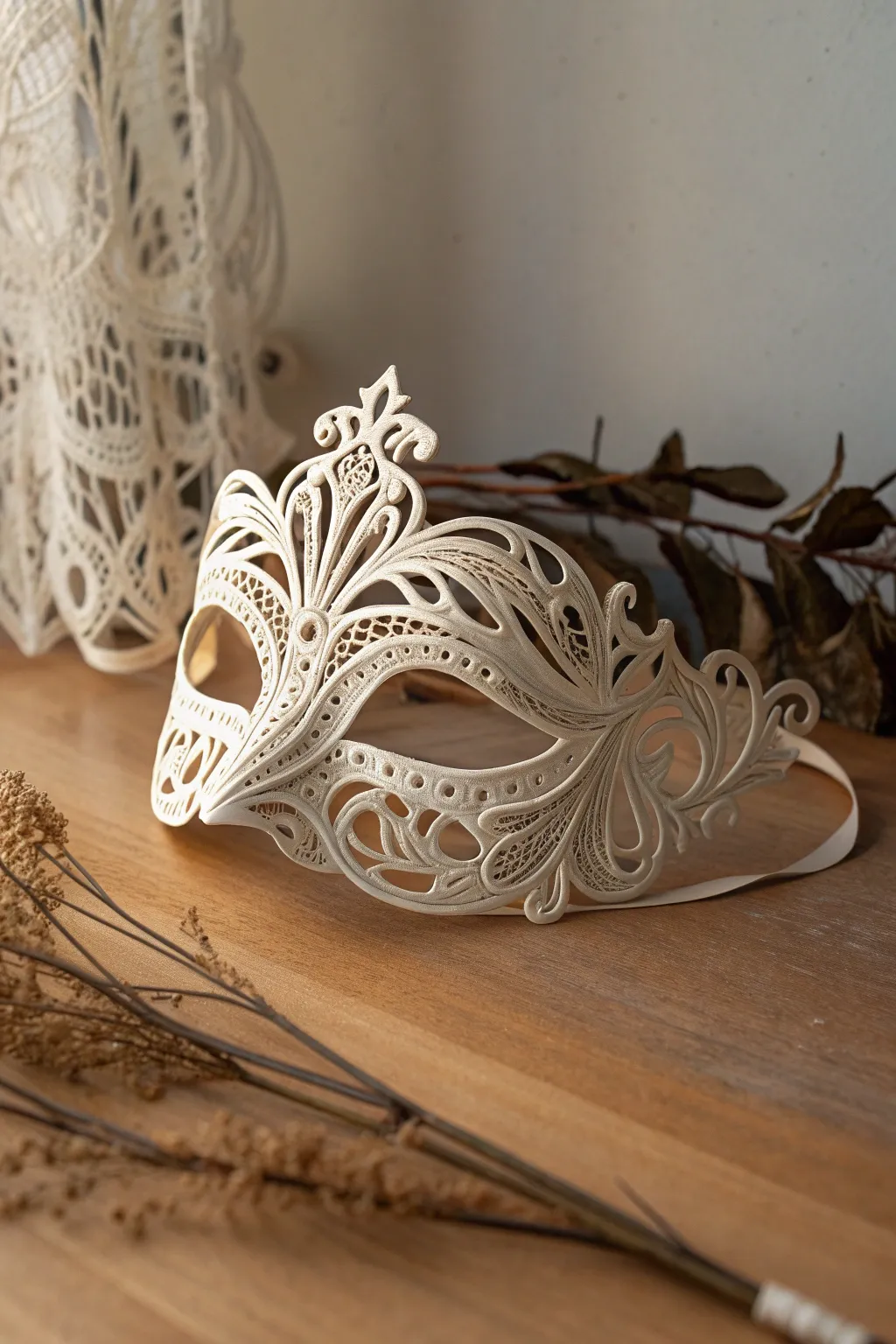 Transform your mask into a masterpiece with intricate filigree designs.