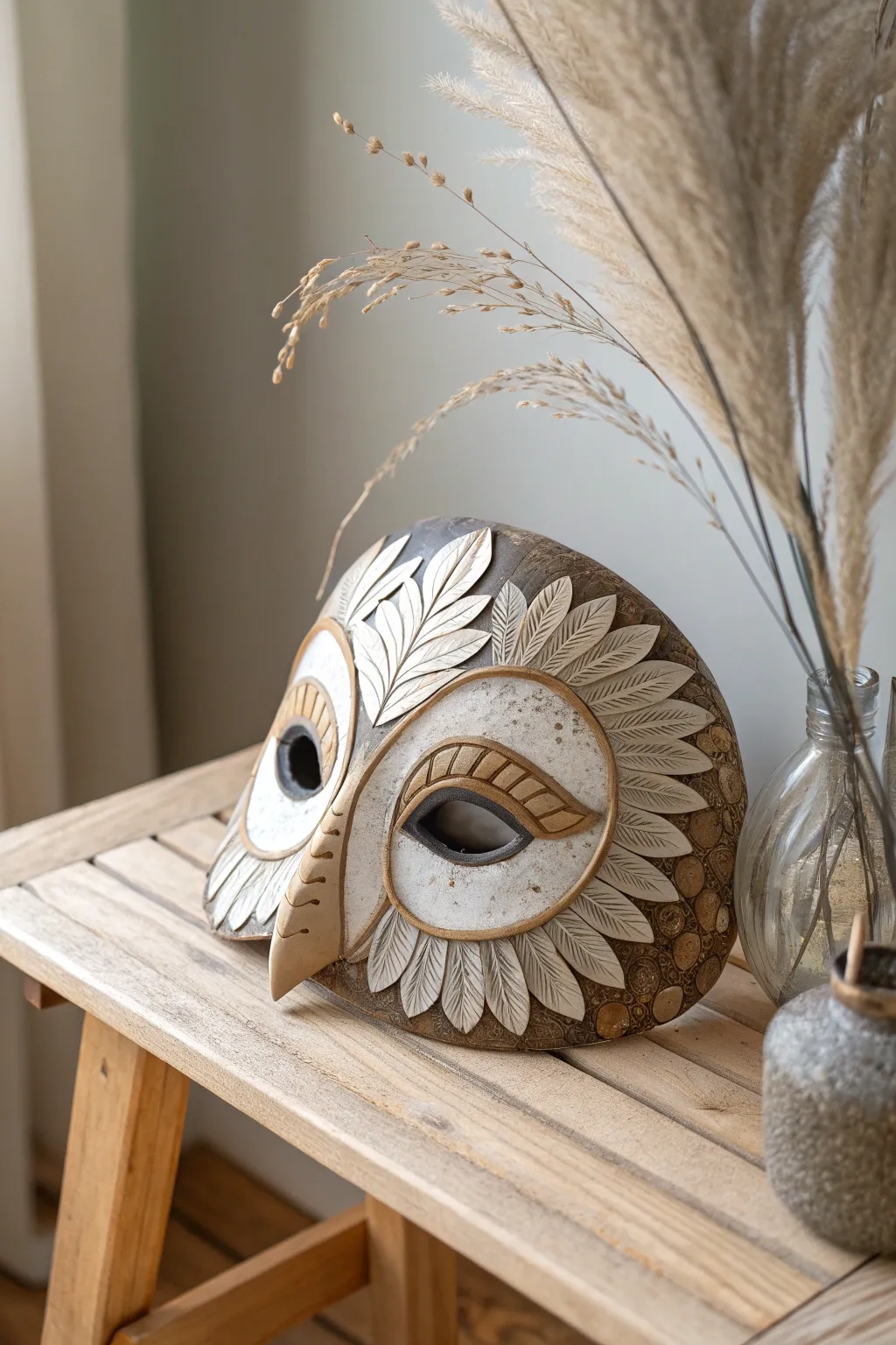 Embrace your wild side with this elegant owl mask, a perfect blend of artistry and nature.