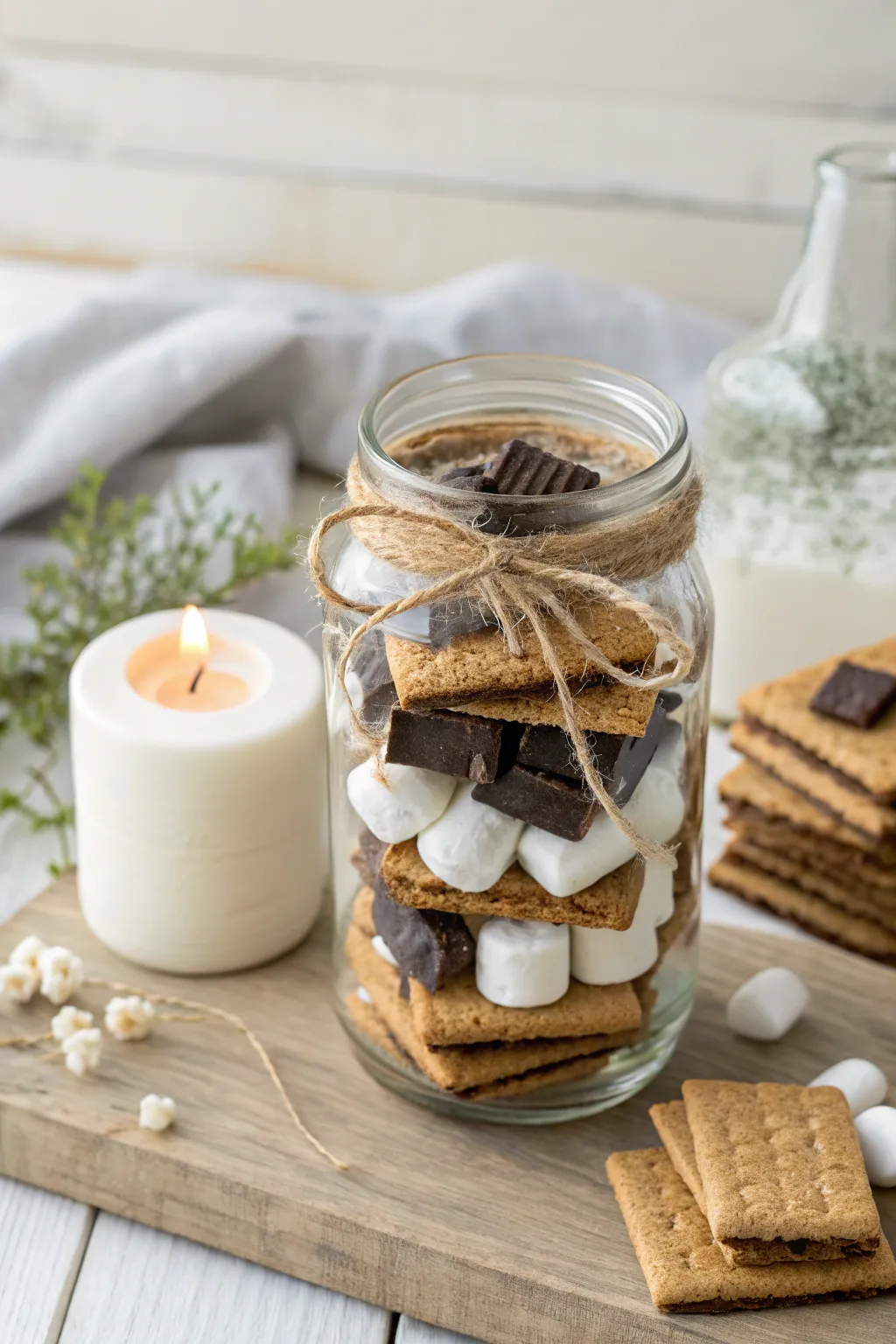 Craft a charming S'mores Kit in a mason jar for a delightful and heartfelt gift.