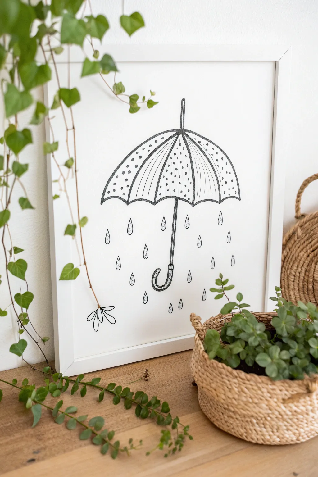 Discover the beauty in simplicity with this eco-inspired umbrella drawing. 🌿☔️ #ScandinavianStyle #MinimalistArt