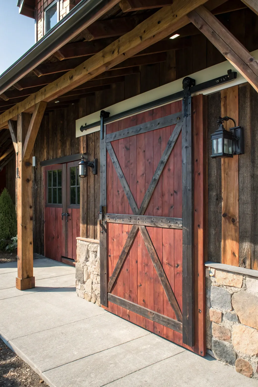 Transform your carport into a rustic retreat with barn-style elegance.