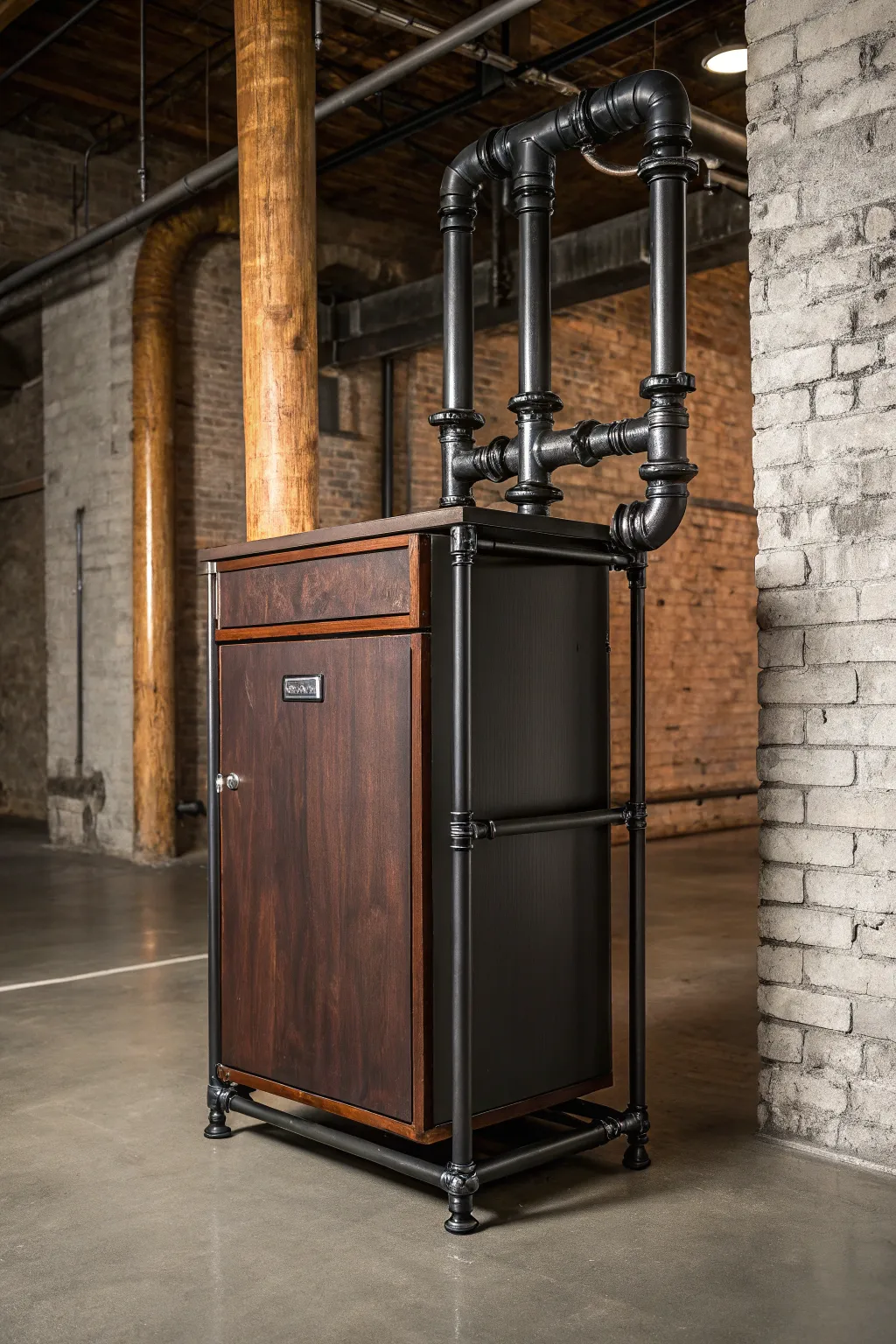 Elevate your space with this industrial pipe frame stand—where form meets function in style.