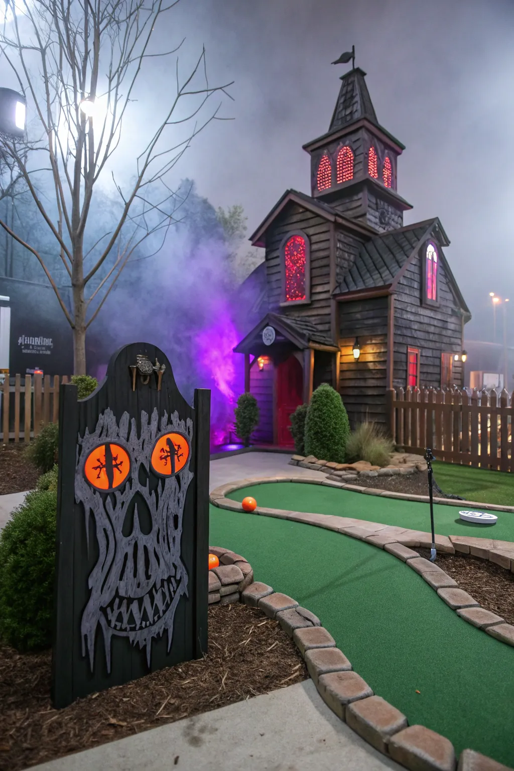 Step into the spine-chilling allure of the Haunted Mansion mini golf hole, where craftsmanship meets the supernatural.